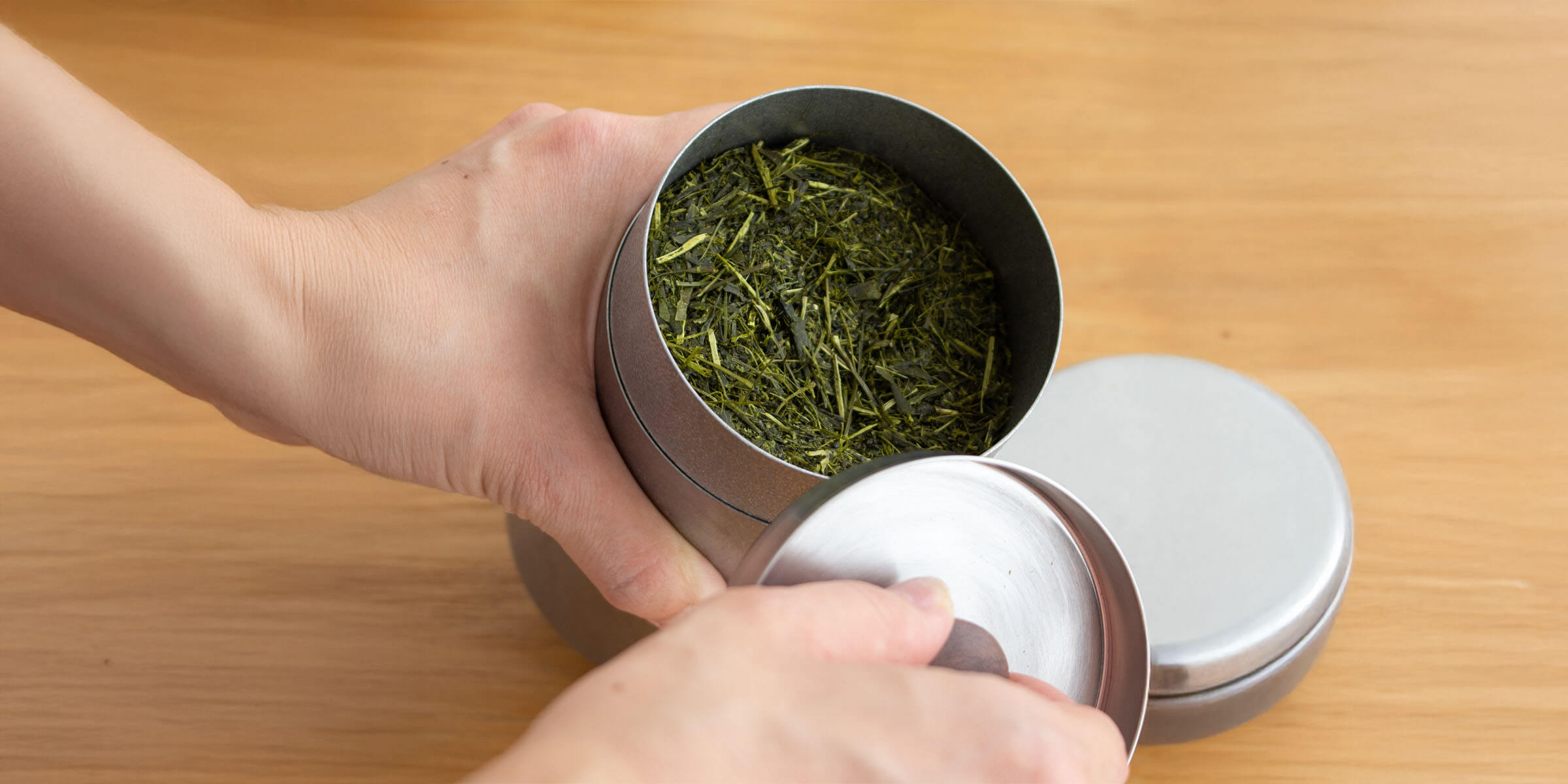 Handmade stainless steel tea canister, Japanese craftsmanship for premium tea storage