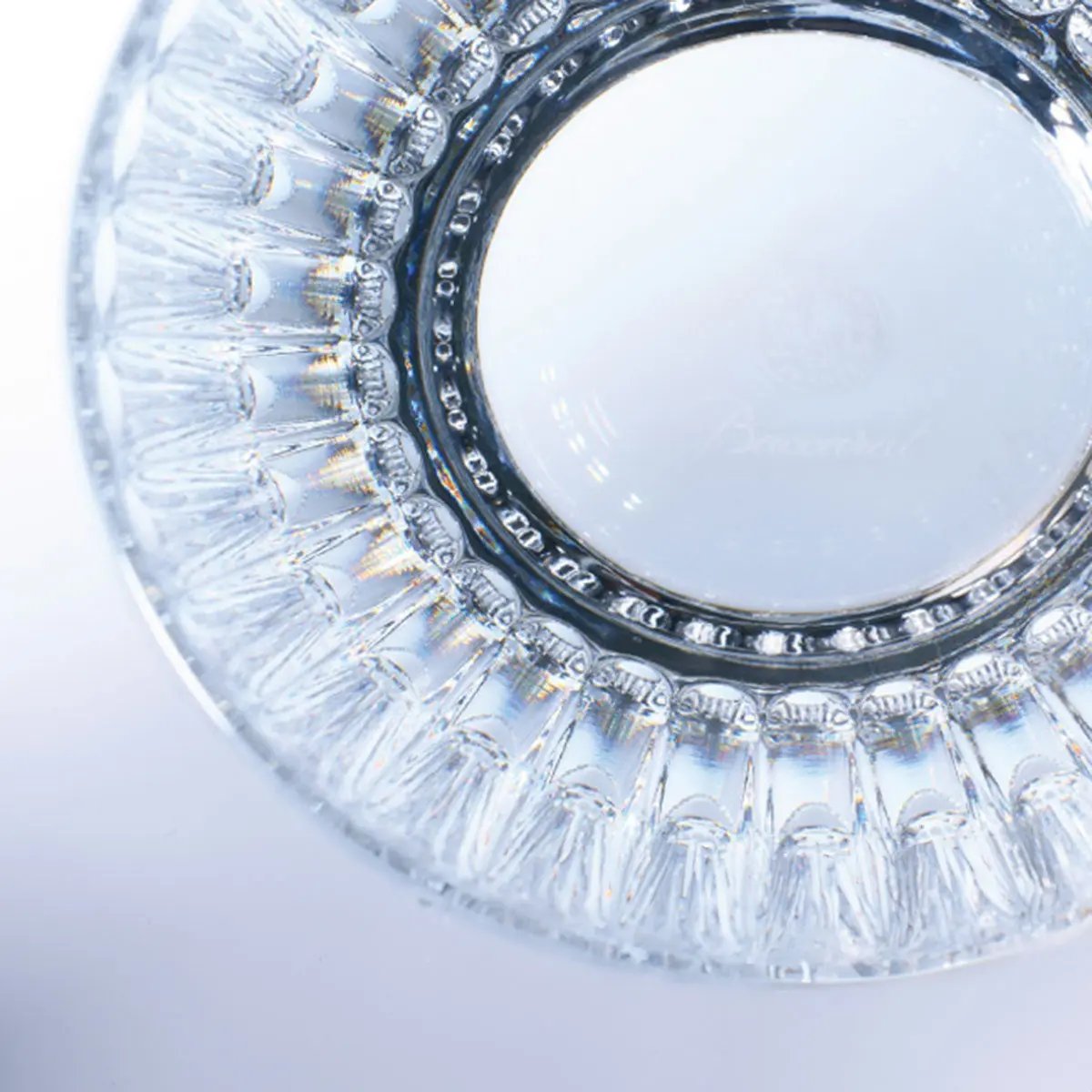 Top view of Suntory Hibiki × Baccarat Rocks Glass showing wide rim