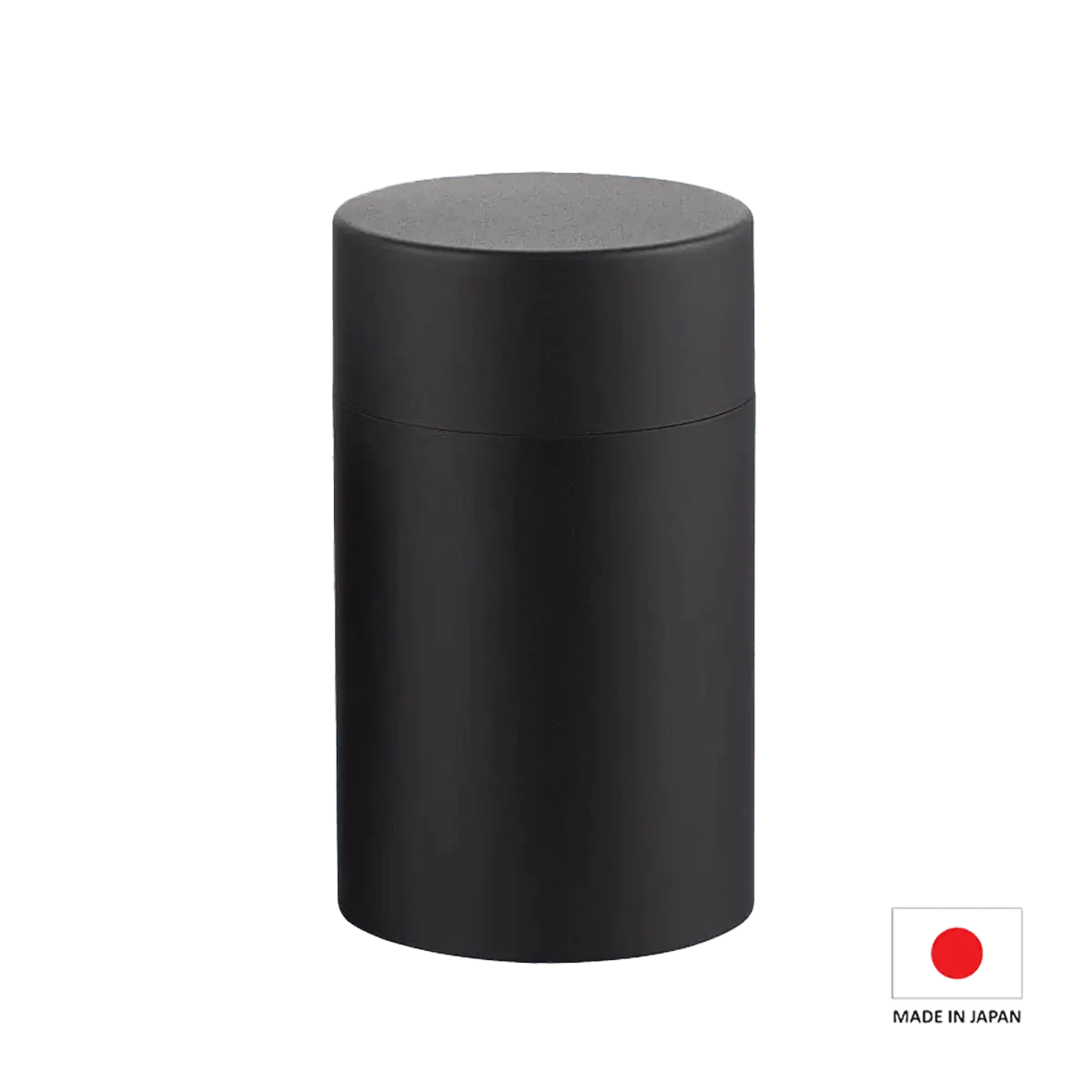 CHAKI Japanese Handmade Coarse-Finish Stainless Steel Tea Canister in Black, featuring a textured surface and traditional Japanese craftsmanship.