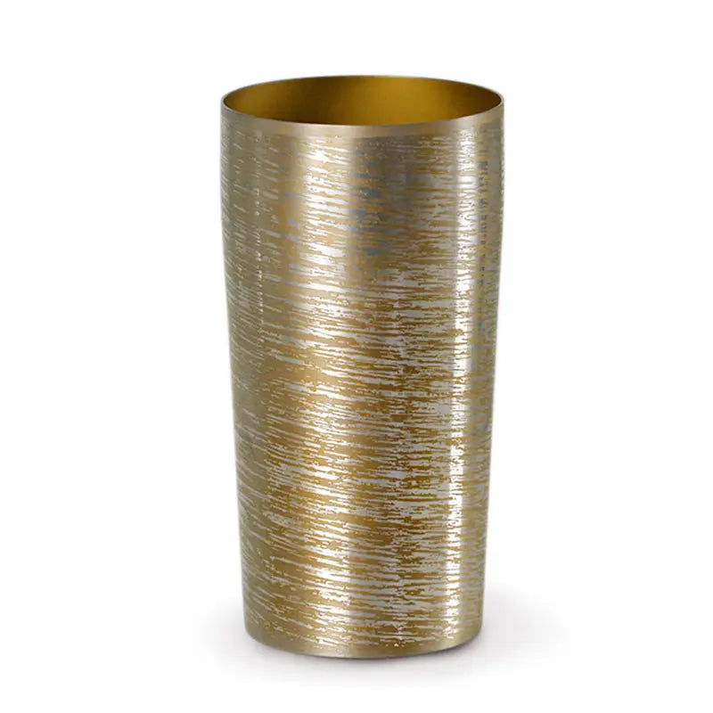 Double-walled titanium tumbler 350ml brown, front view, HORIE Shirakaba Series