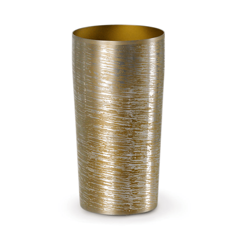 Double-walled titanium tumbler 350ml brown, front view, HORIE Shirakaba Series