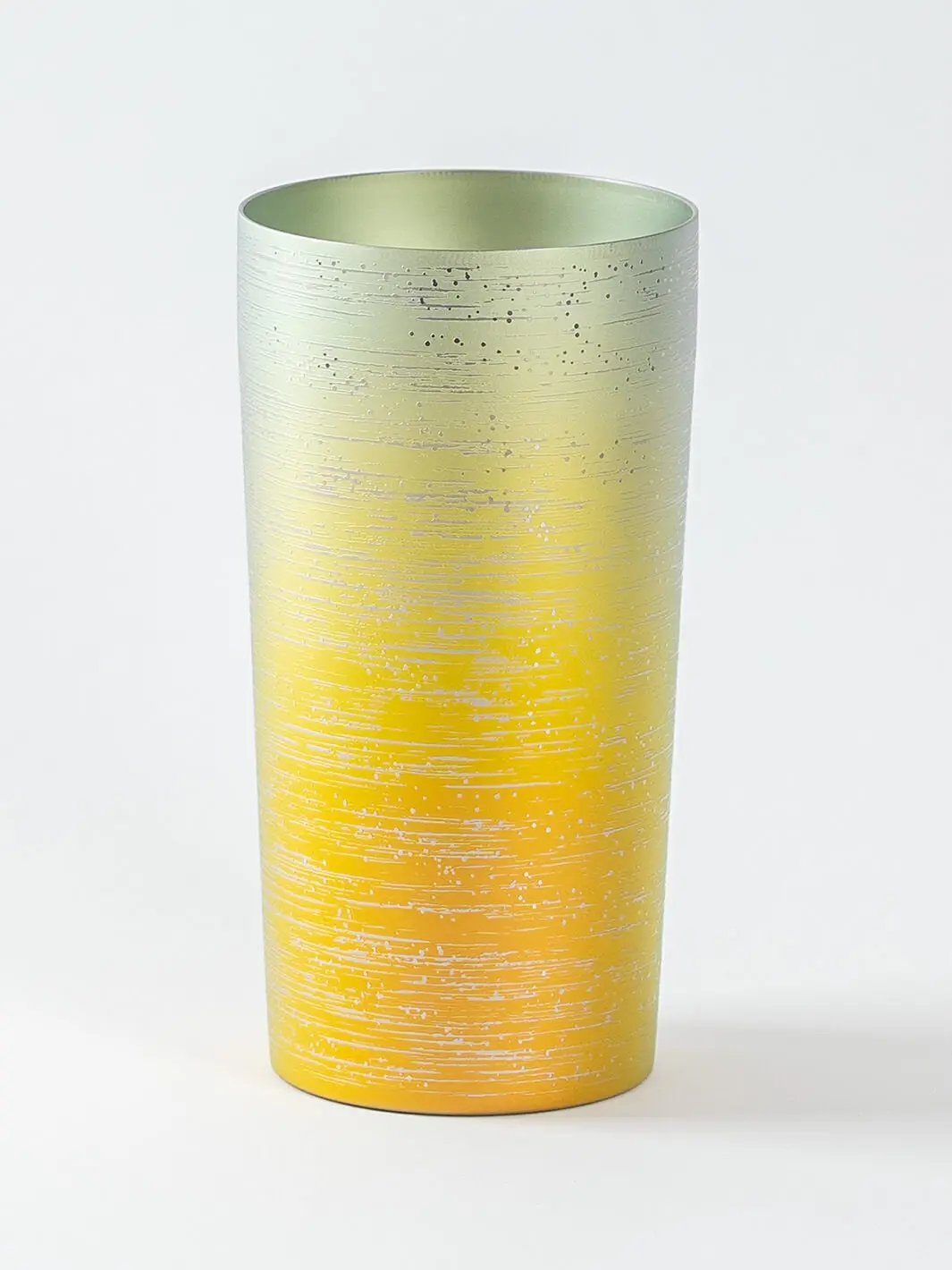 Front view of HORIE Ryo Series titanium tumbler (350ml), Sunset Gold finish