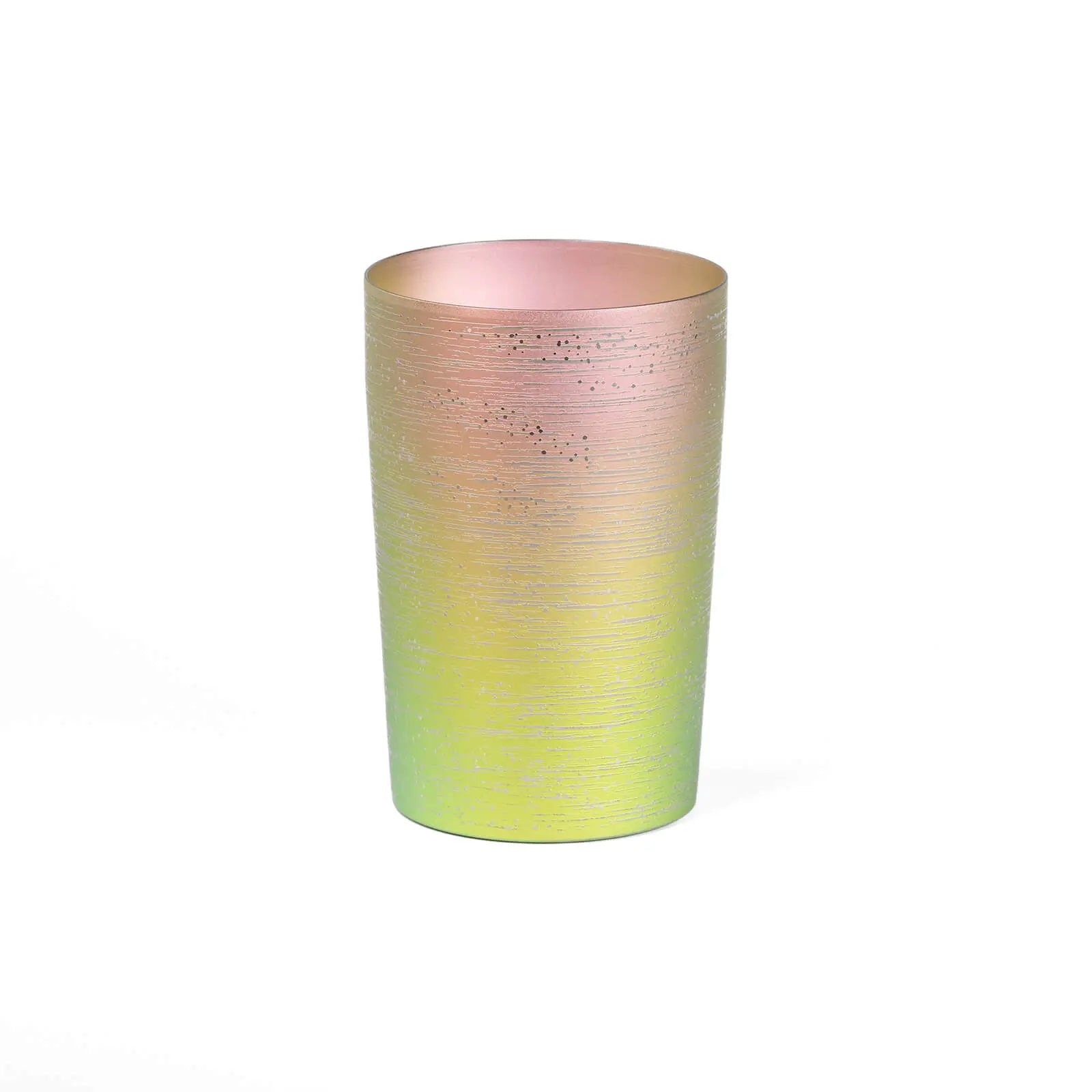 Front view of HORIE Ryo Series Aurora Rainbow titanium tumbler – a stunning Japanese gift with iridescent anodized finish