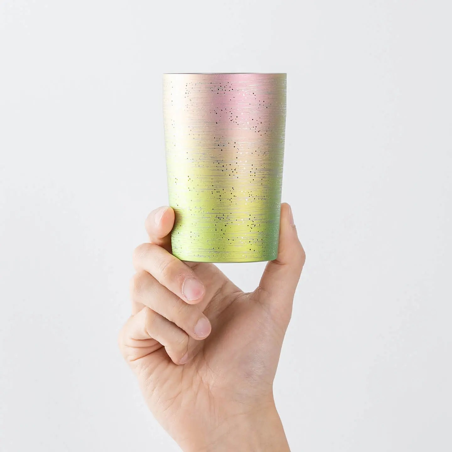 Double-walled titanium tumbler in Aurora Rainbow – a handcrafted Japanese gift with radiant gradient colors