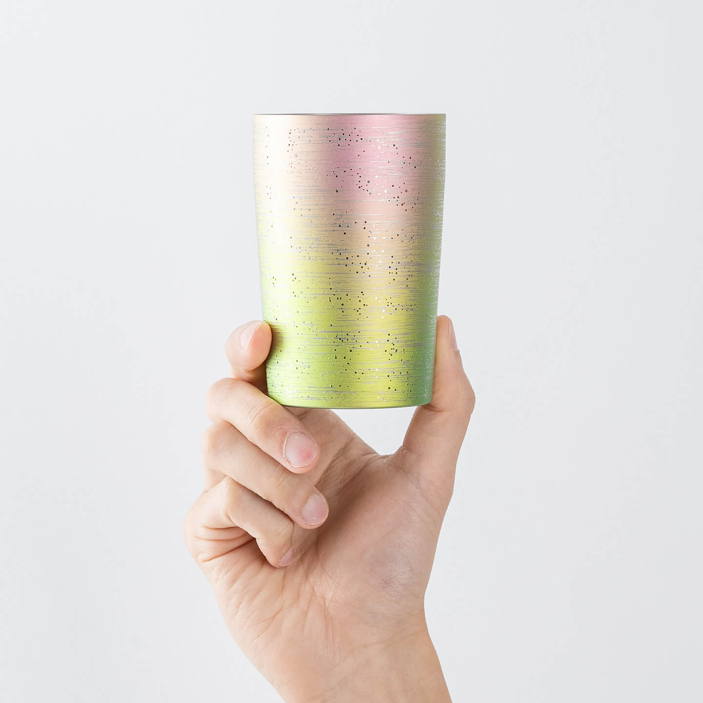 Double-walled titanium tumbler in Aurora Rainbow – a handcrafted Japanese gift with radiant gradient colors