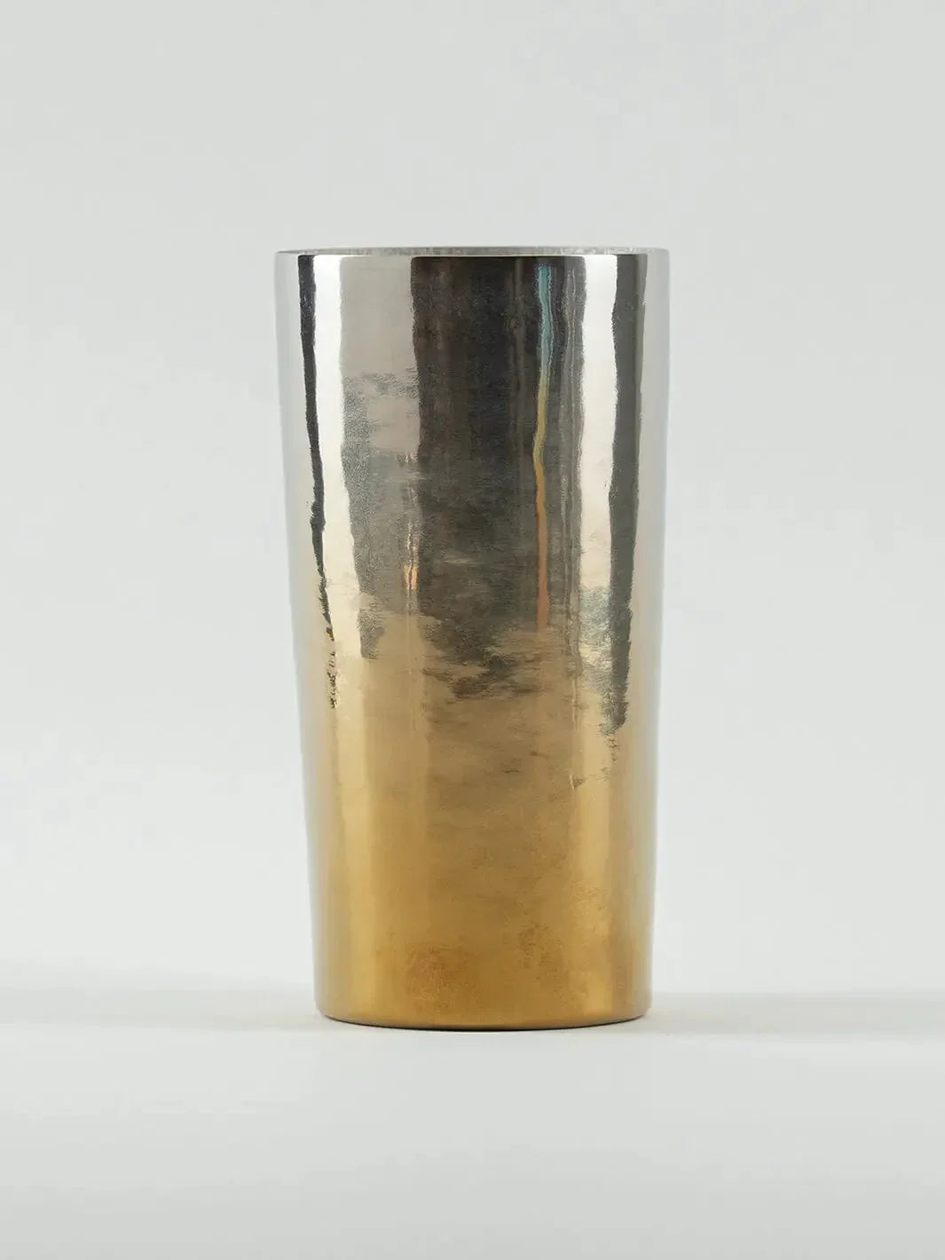 Front view of HORIE Saiko Series titanium tumbler (350ml), gold-silver gradient finish