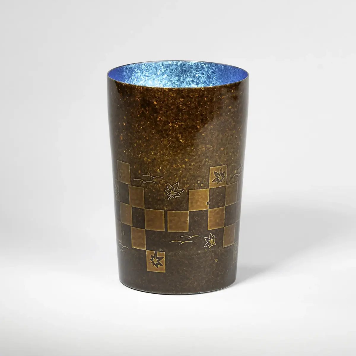 Front view of the HORIE Sandalwood Series Double-Walled Titanium Tumbler in blue, showcasing its smooth and refined design.