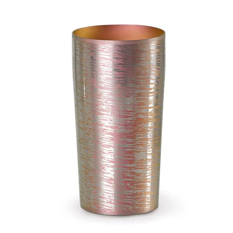 Front view of HORIE Shirakaba Series Double-Walled Titanium Tumbler - Pink 350ml
