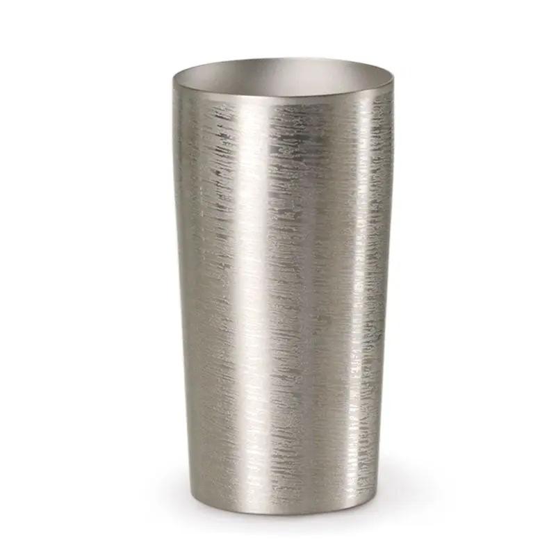 Front view of HORIE Shirakaba Series Double-Walled Titanium Tumbler - Silver 350ml