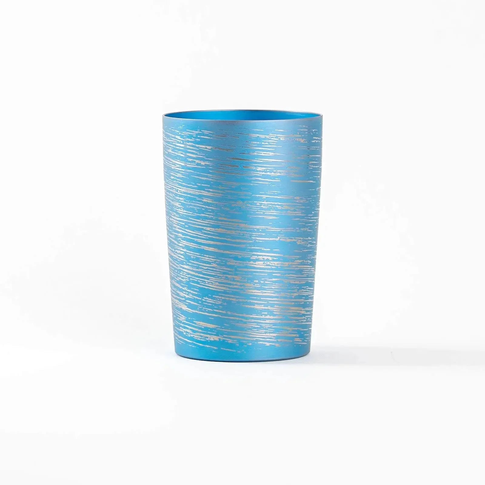 Double-walled titanium tumbler 270ml blue, front view, HORIE Shirakaba Series