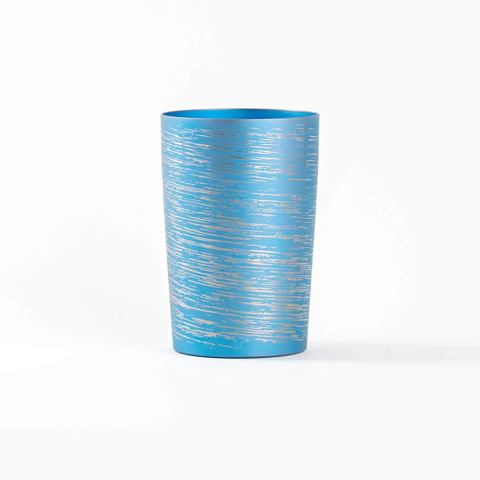 Double-walled titanium tumbler 270ml blue, front view, HORIE Shirakaba Series