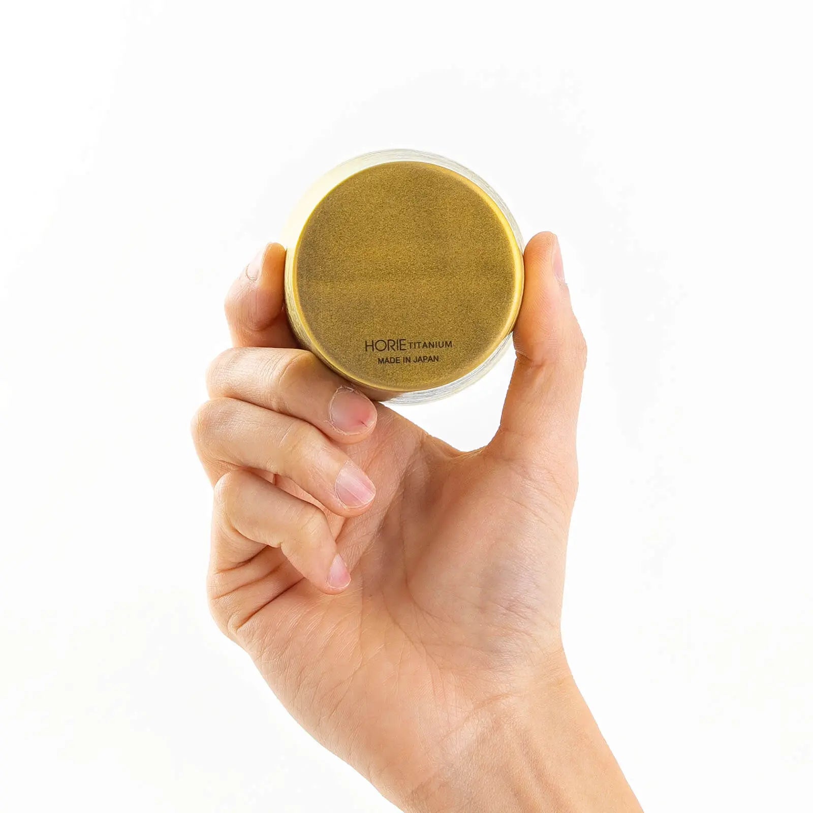 Titanium tumbler 350ml blue, bottom view showing base, HORIE Shirakaba Series