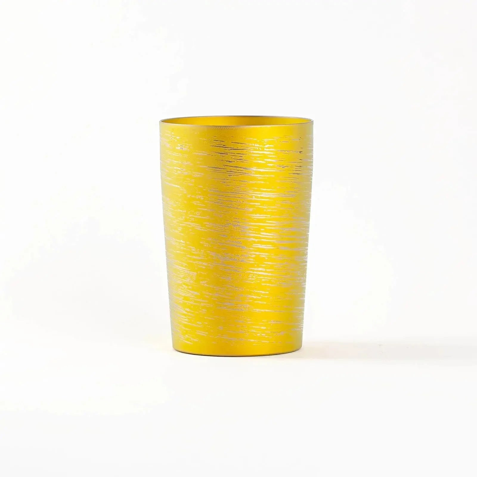 Double-walled titanium tumbler 270ml gold, front view, HORIE Shirakaba Series