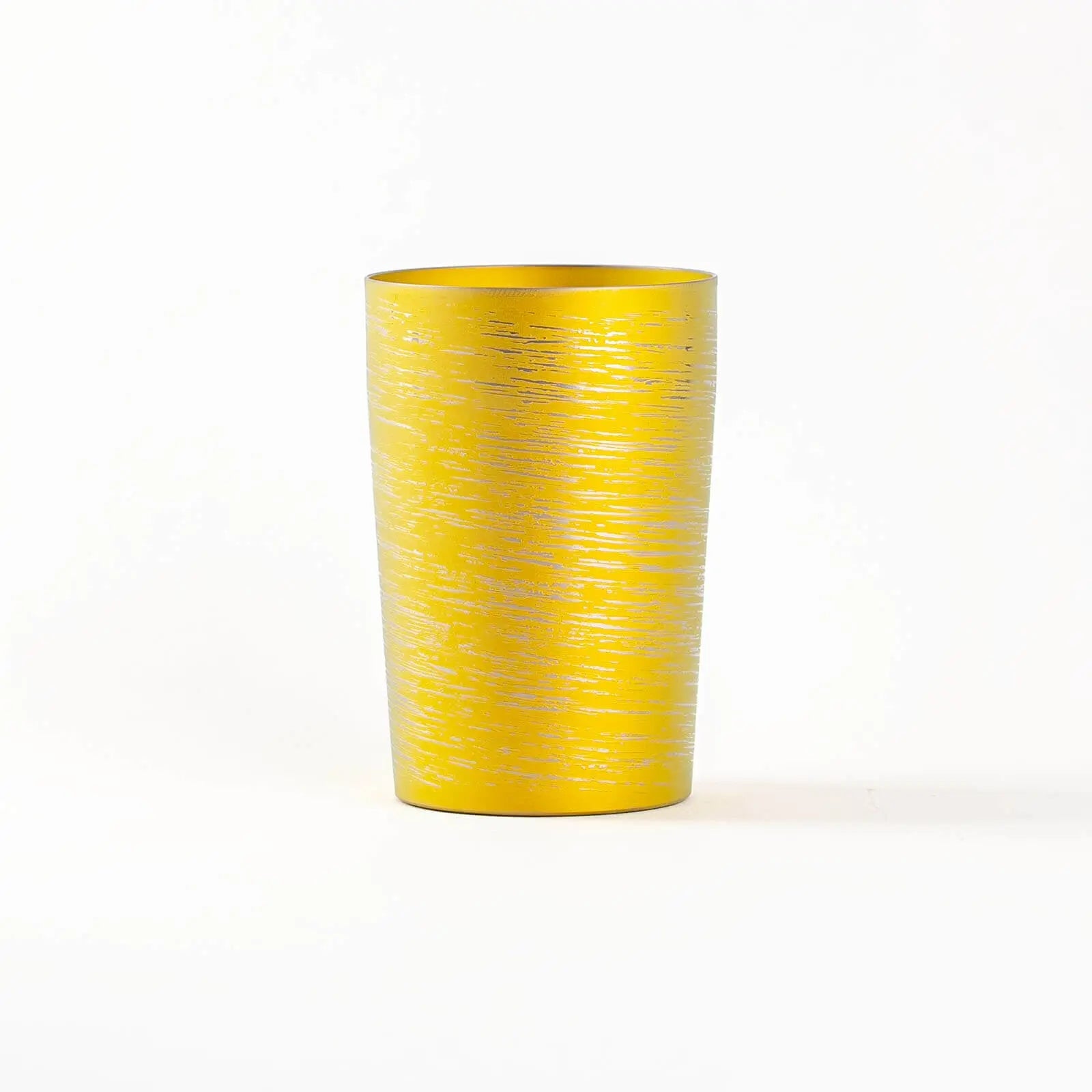 Double-walled titanium tumbler 270ml gold, front view, HORIE Shirakaba Series