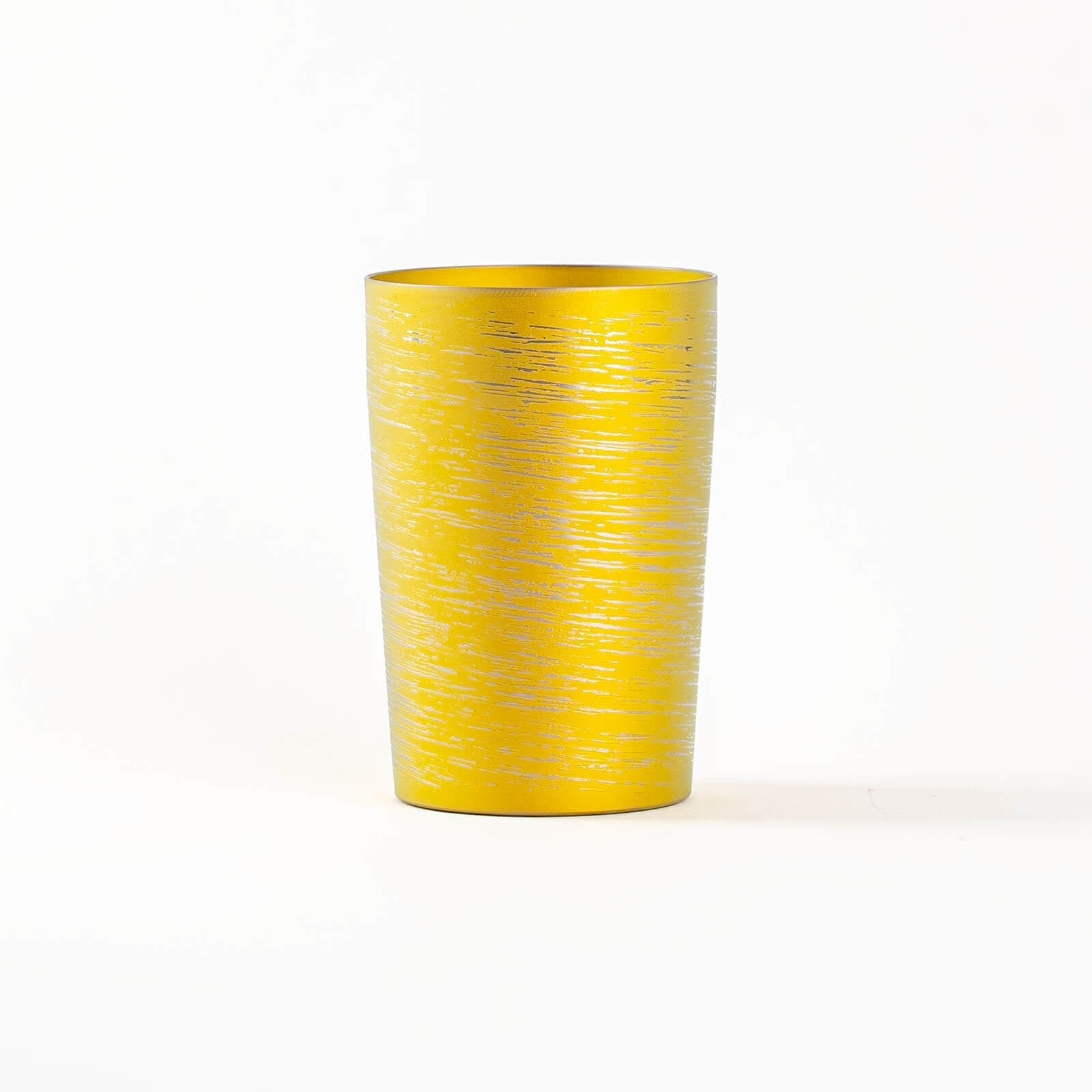 Double-walled titanium tumbler 270ml gold, front view, HORIE Shirakaba Series