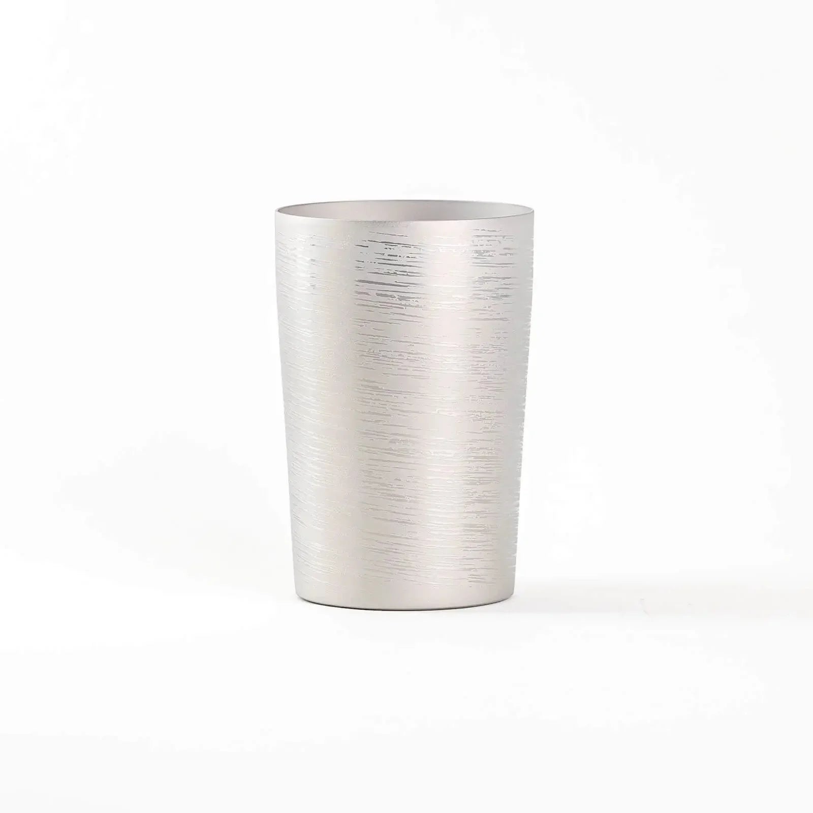Double-walled titanium tumbler 270ml silver, front view, HORIE Shirakaba Series