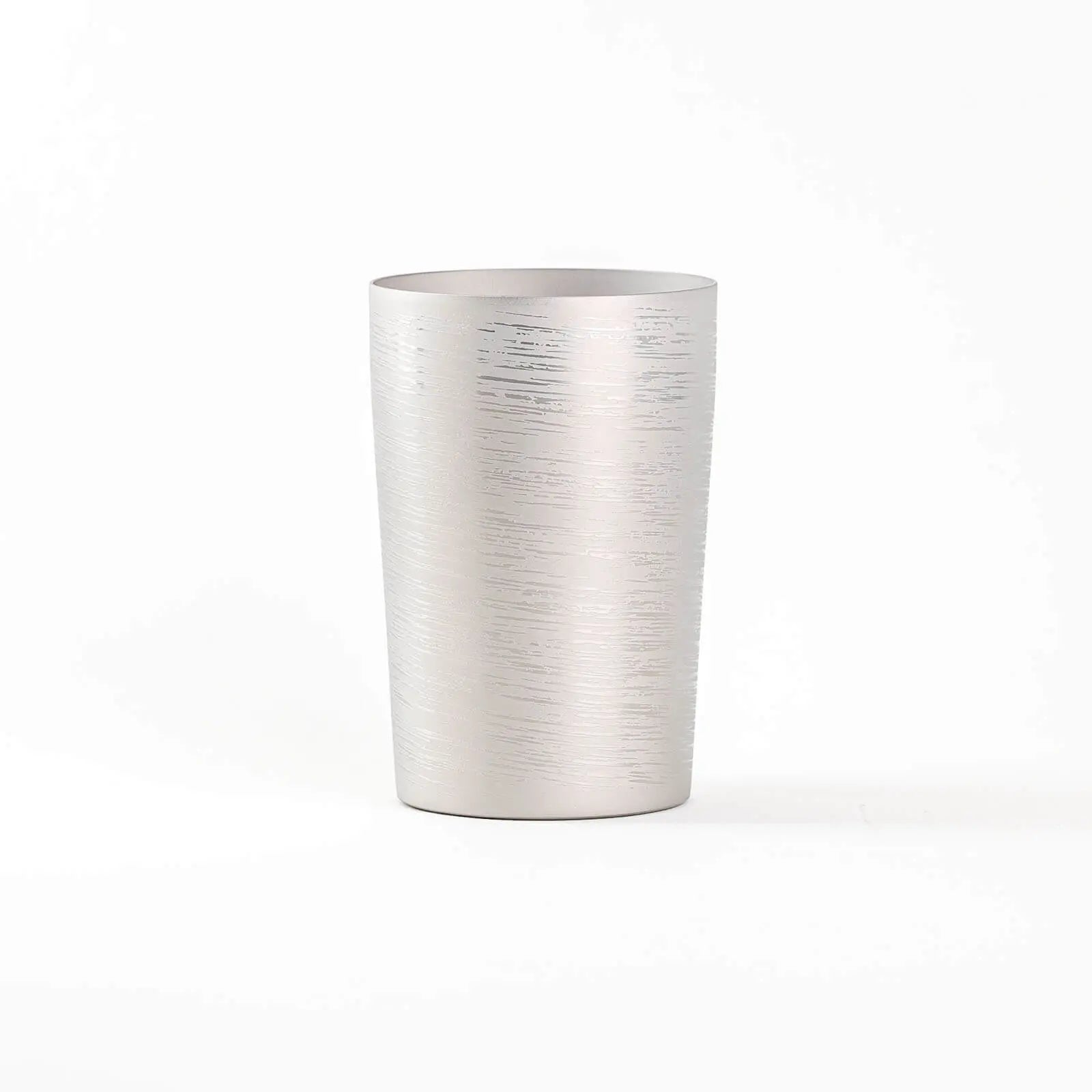 Double-walled titanium tumbler 270ml silver, front view, HORIE Shirakaba Series