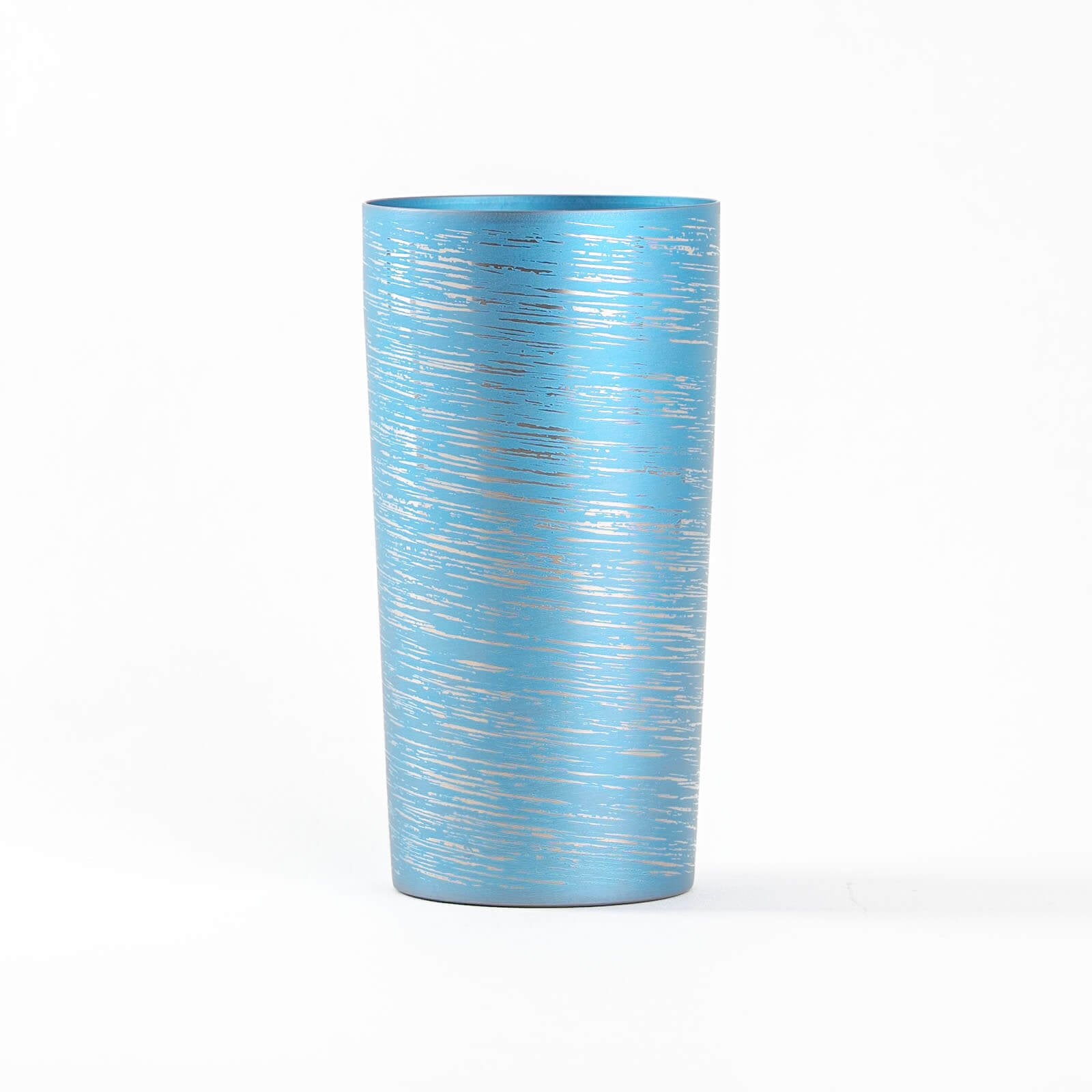 Double-walled titanium tumbler 350ml blue, front view, HORIE Shirakaba Series