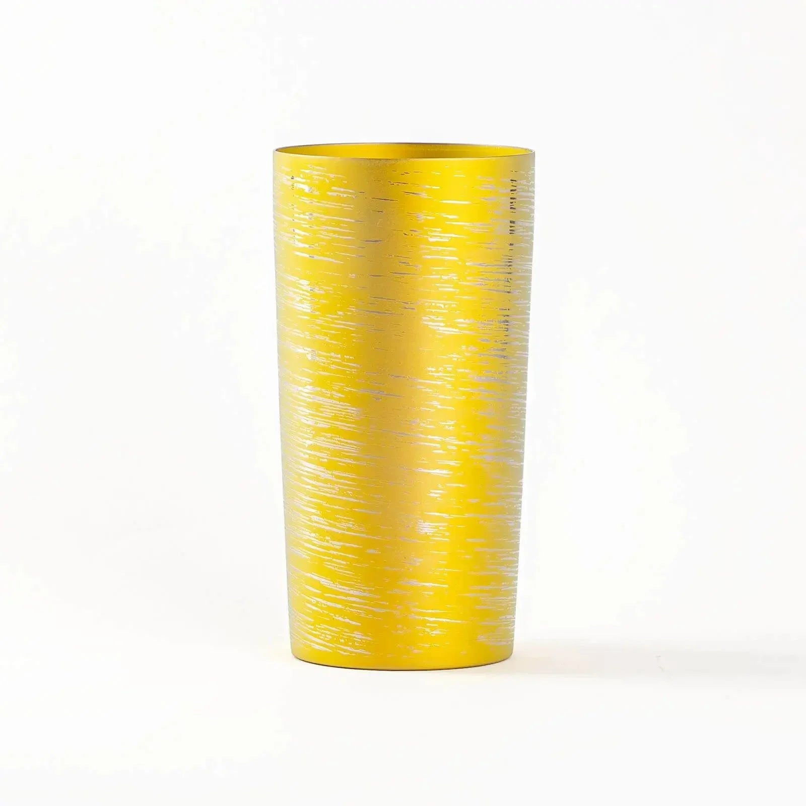 Double-walled titanium tumbler 350ml gold, front view, HORIE Shirakaba Series