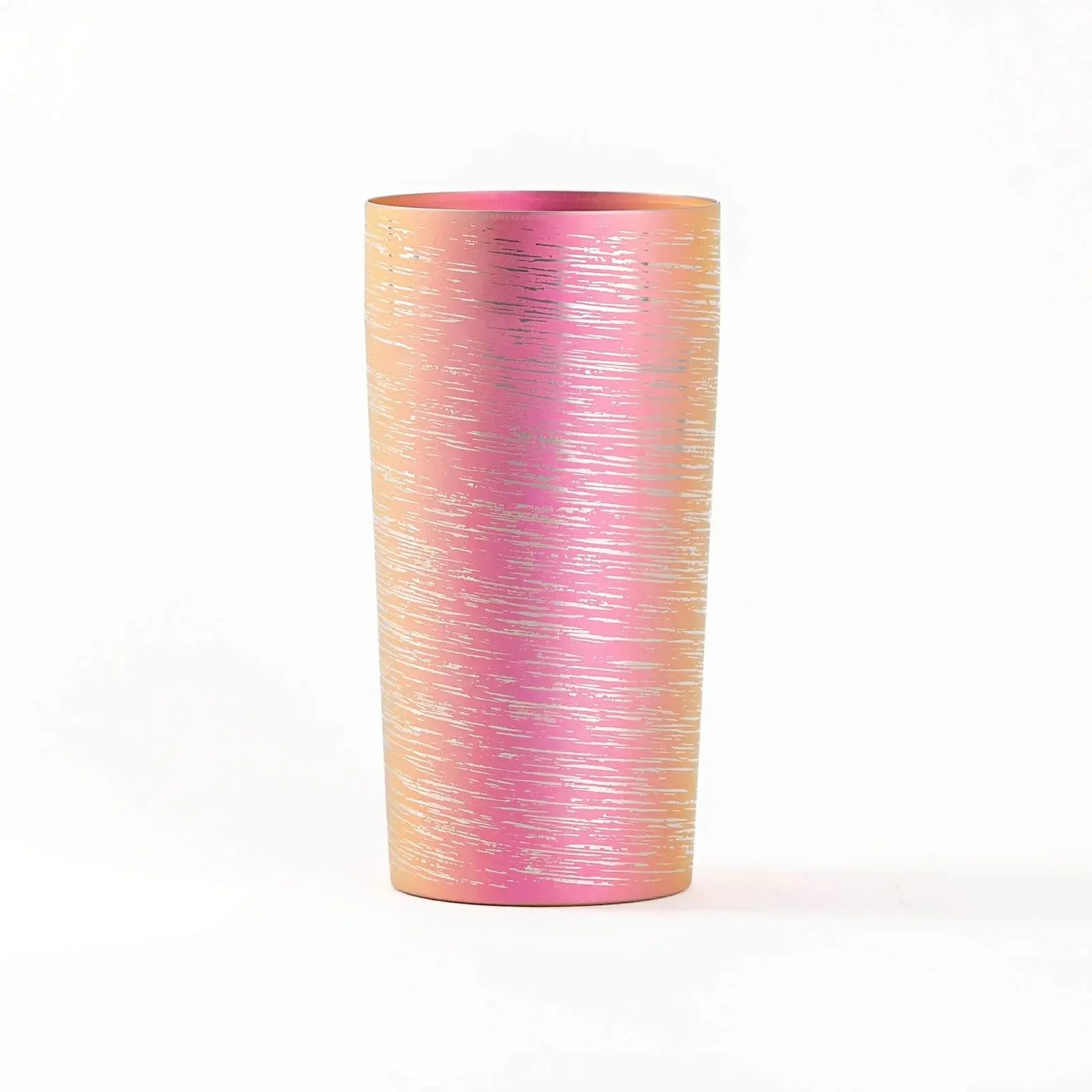 Double-walled titanium tumbler 350ml pink, front view, HORIE Shirakaba Series