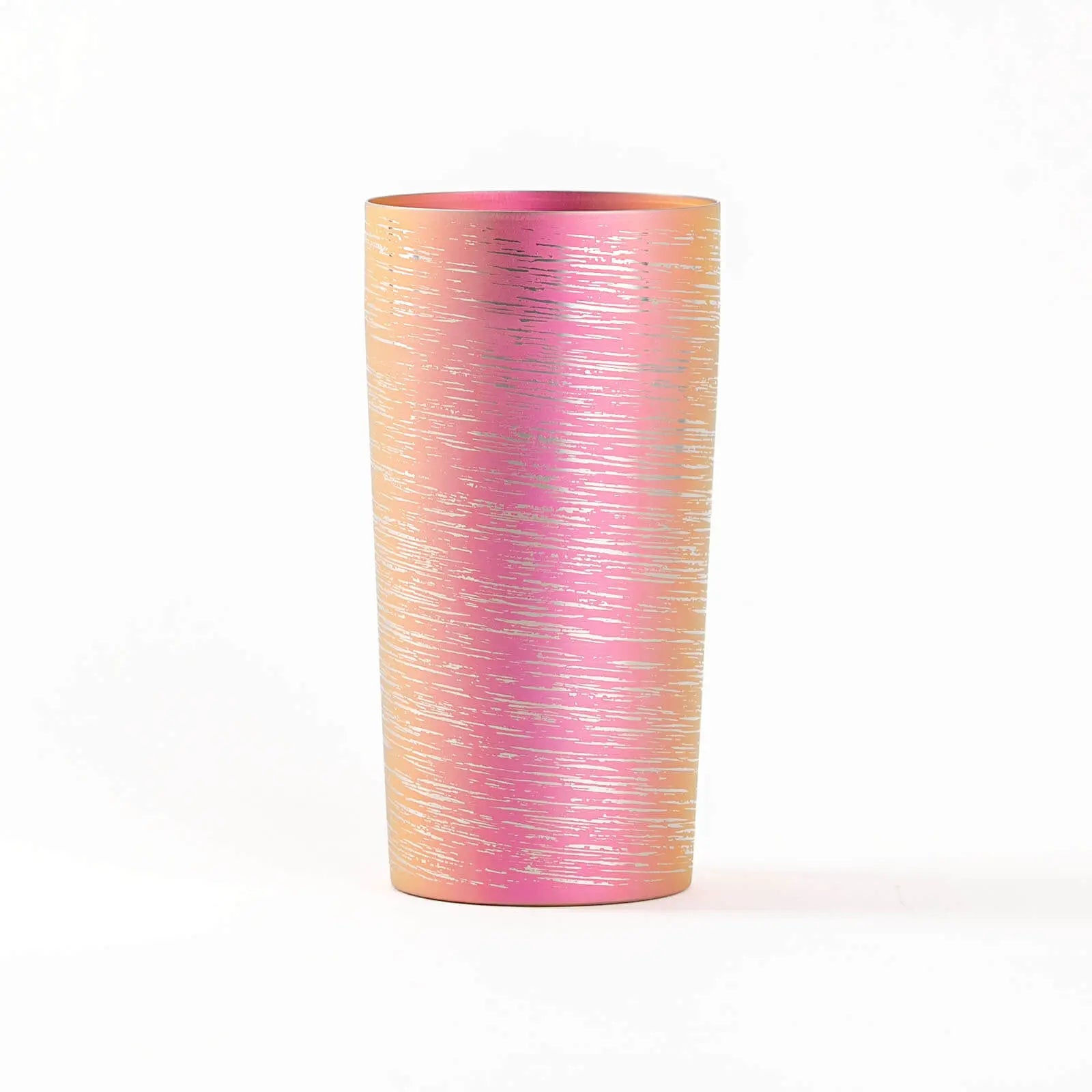 Double-walled titanium tumbler 350ml pink, front view, HORIE Shirakaba Series