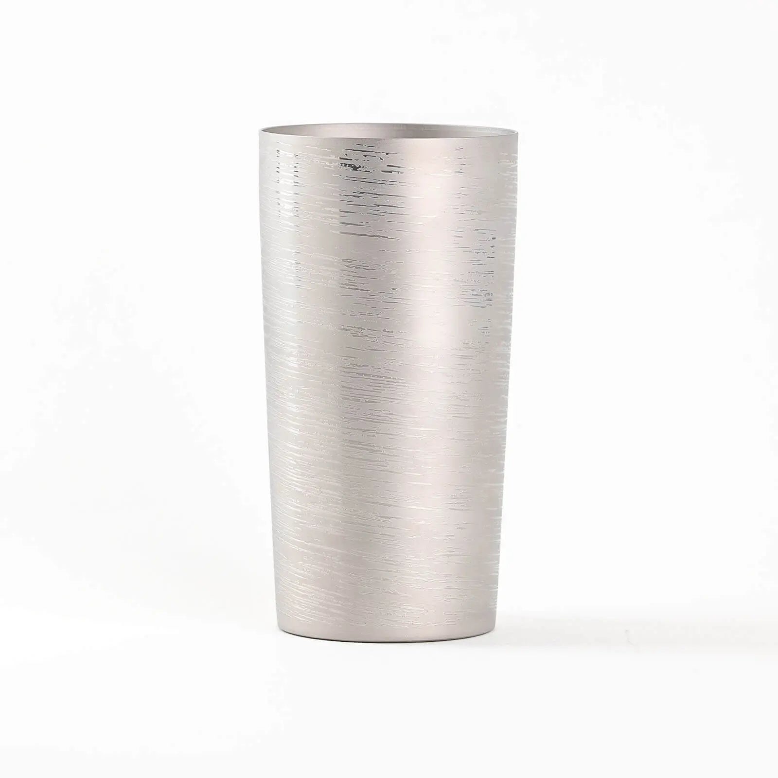Double-walled titanium tumbler 350ml silver, front view, HORIE Shirakaba Series