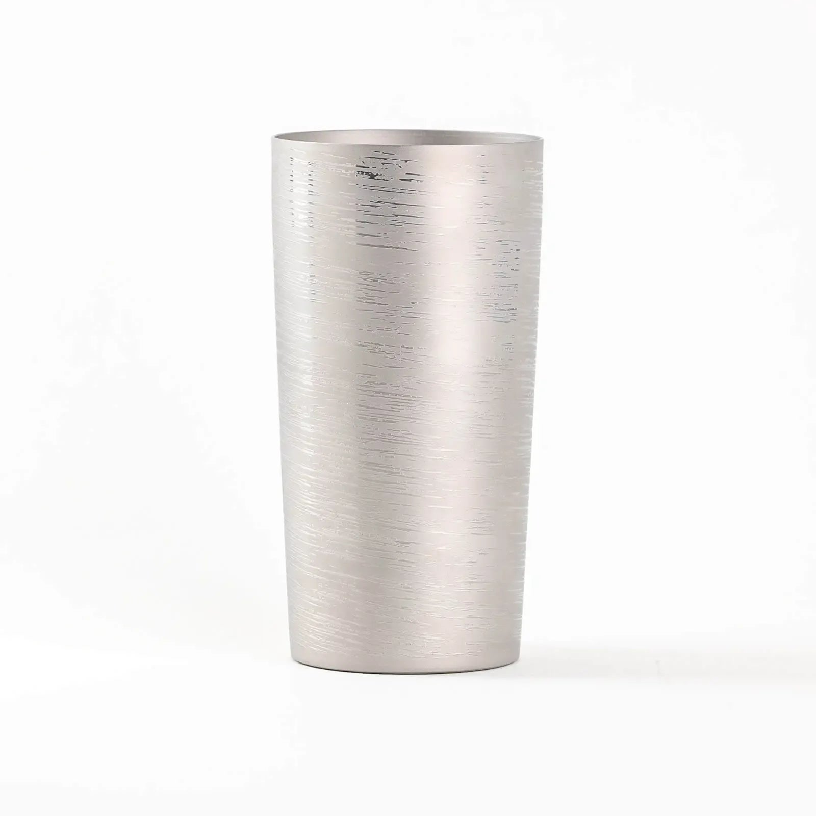 Double-walled titanium tumbler 350ml silver, front view, HORIE Shirakaba Series
