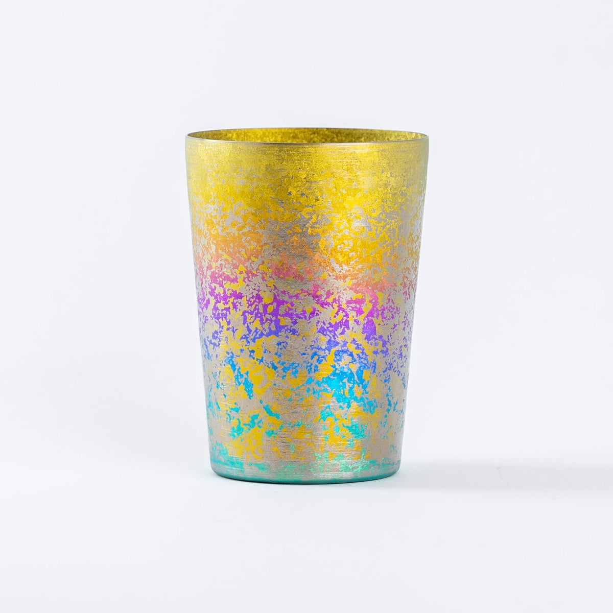 Front view of HORIE Taiko rainbow pure titanium double-wall tumbler, 400ml