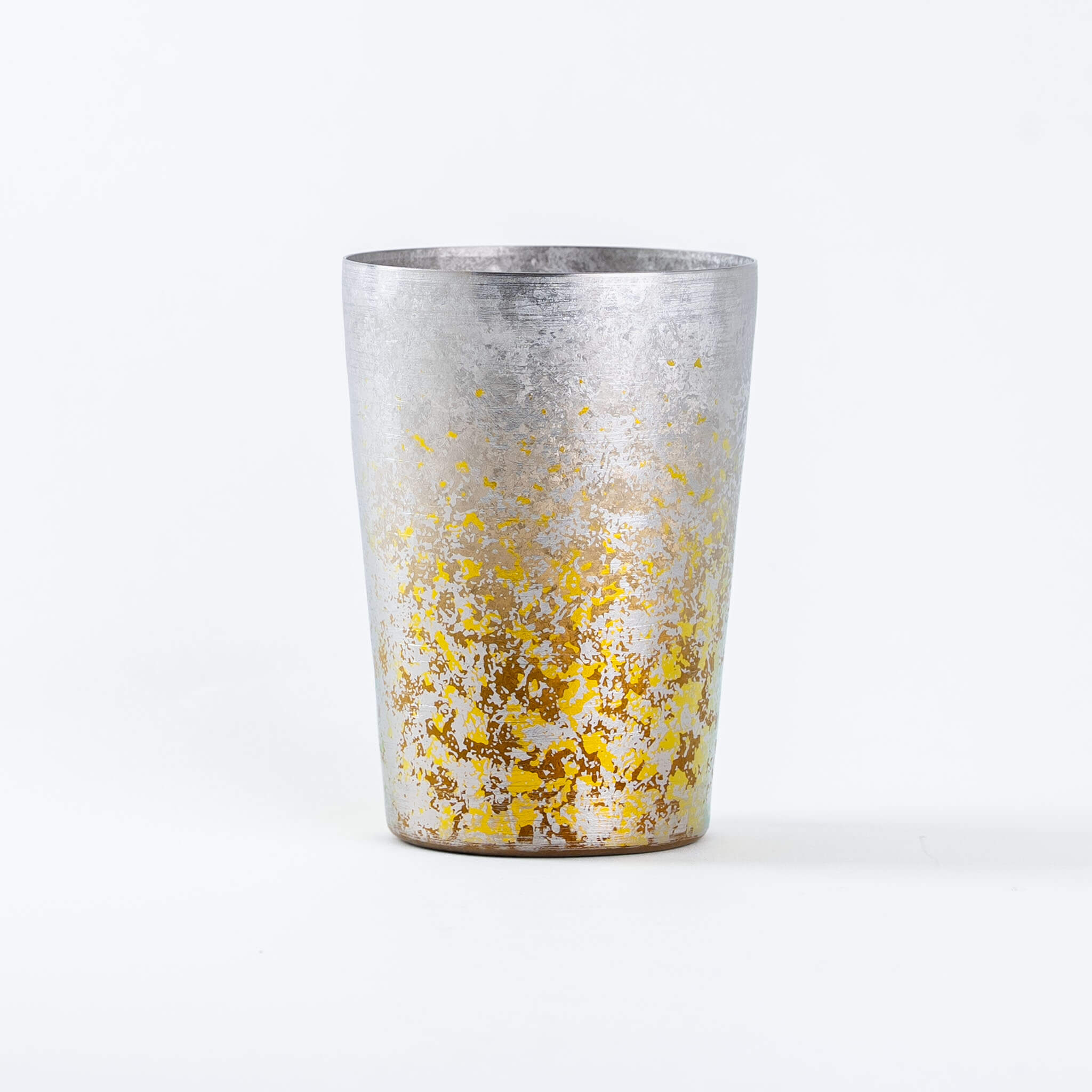 Front view of HORIE Taiko silver pure titanium double-wall tumbler, 400ml
