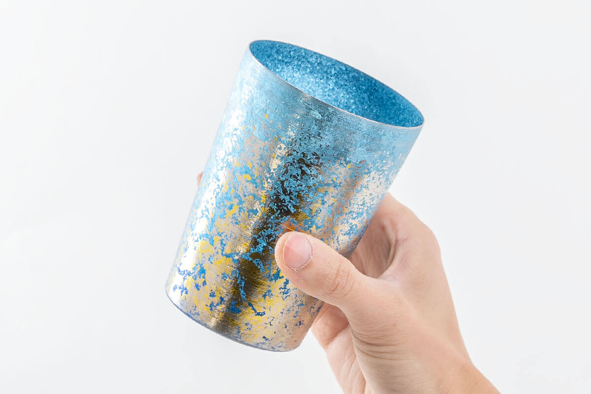 Horie Taiko Series titanium tumbler made in Japan, traditional textured double wall cup