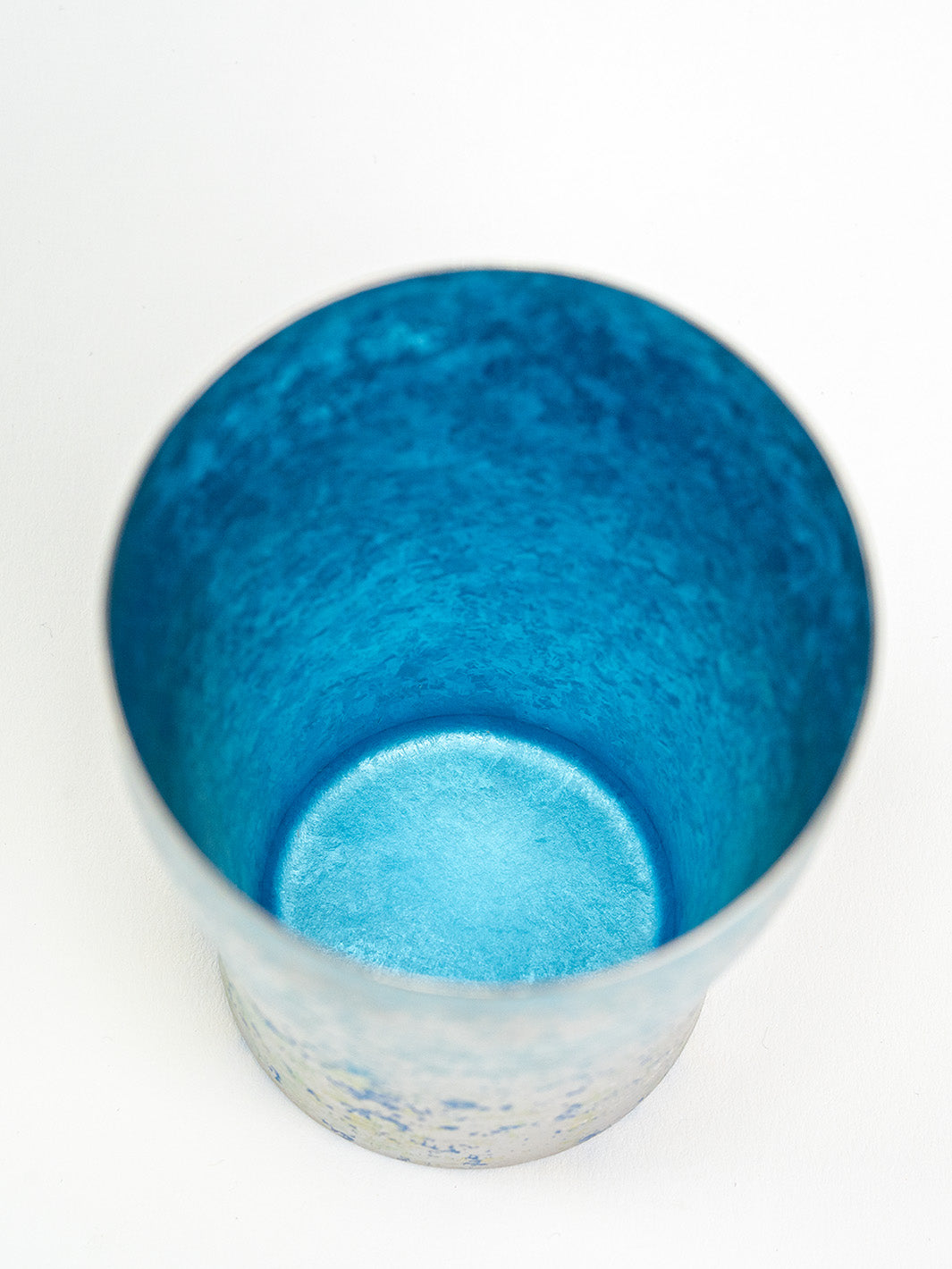 Interior of blue titanium tumbler, clean finish