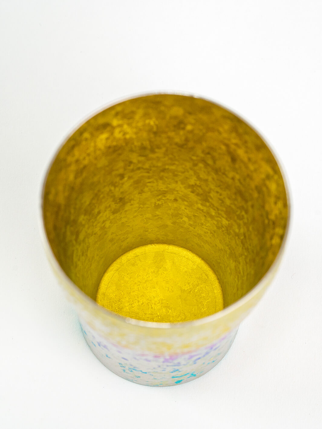 Inside view of rainbow titanium tumbler, 250ml