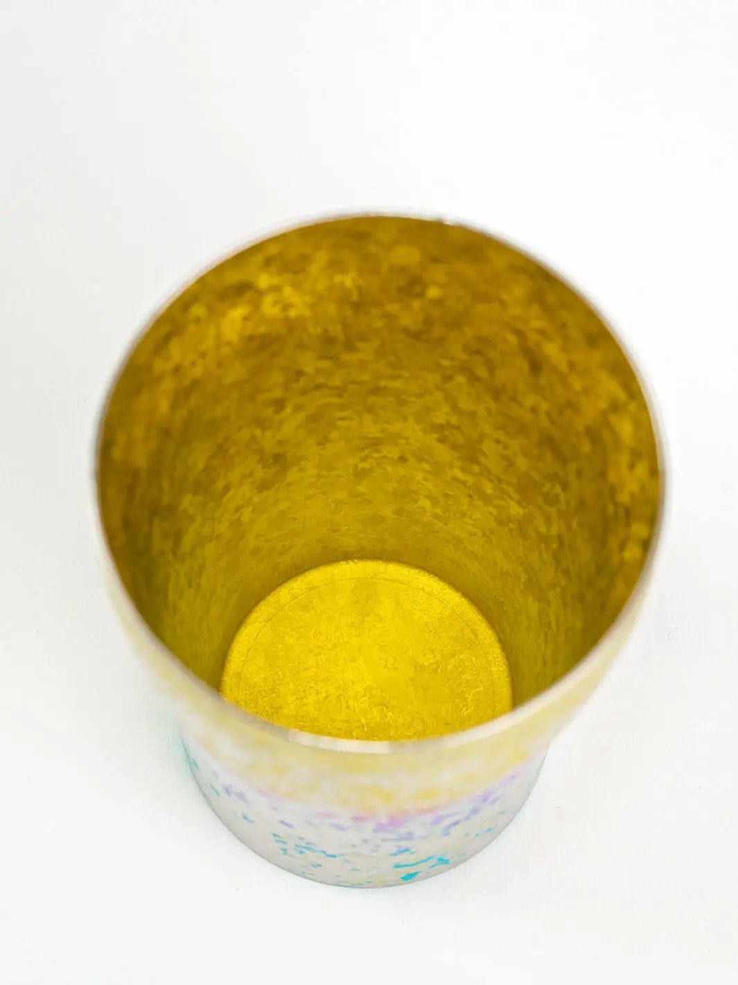 Inside view of rainbow titanium tumbler, 250ml