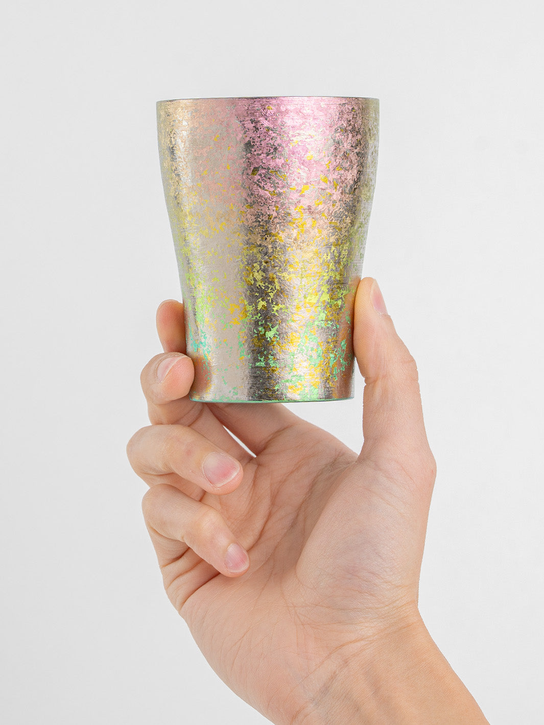 Pink HORIE tumbler held from front, 250ml