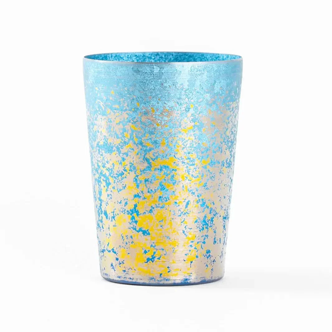 HORIE Taiko Series titanium tumbler in blue, front view