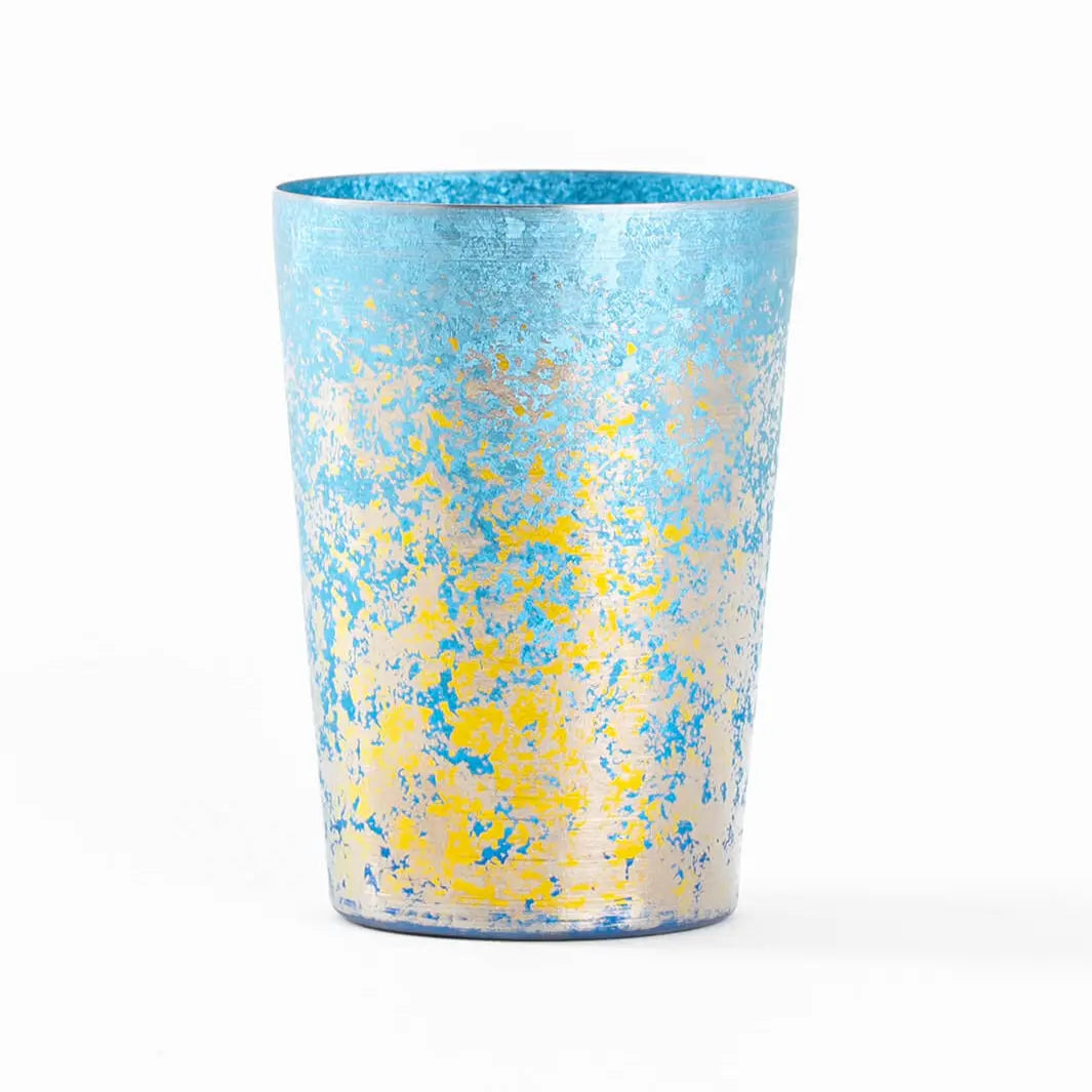 HORIE Taiko Series titanium tumbler in blue, front view