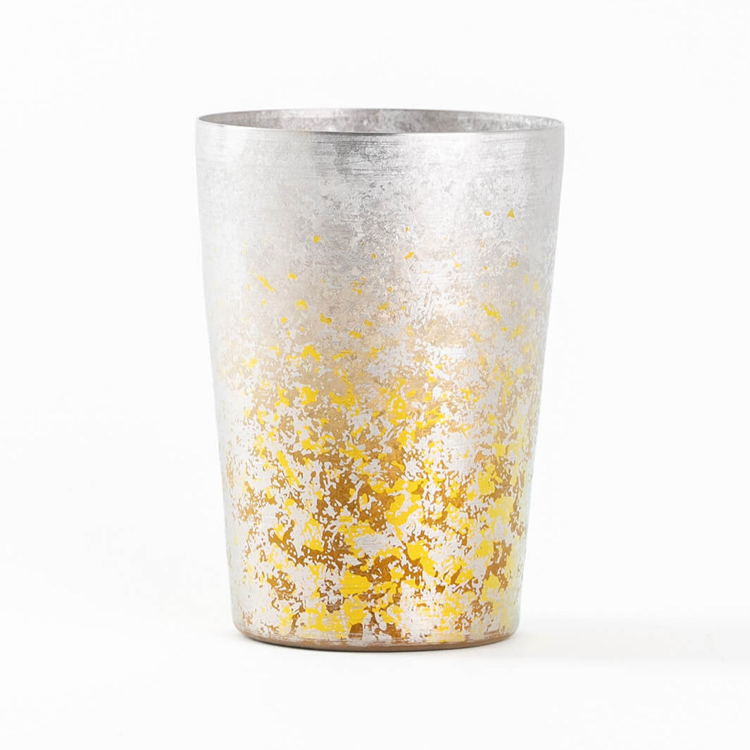 HORIE Taiko Series titanium tumbler in silver, front view