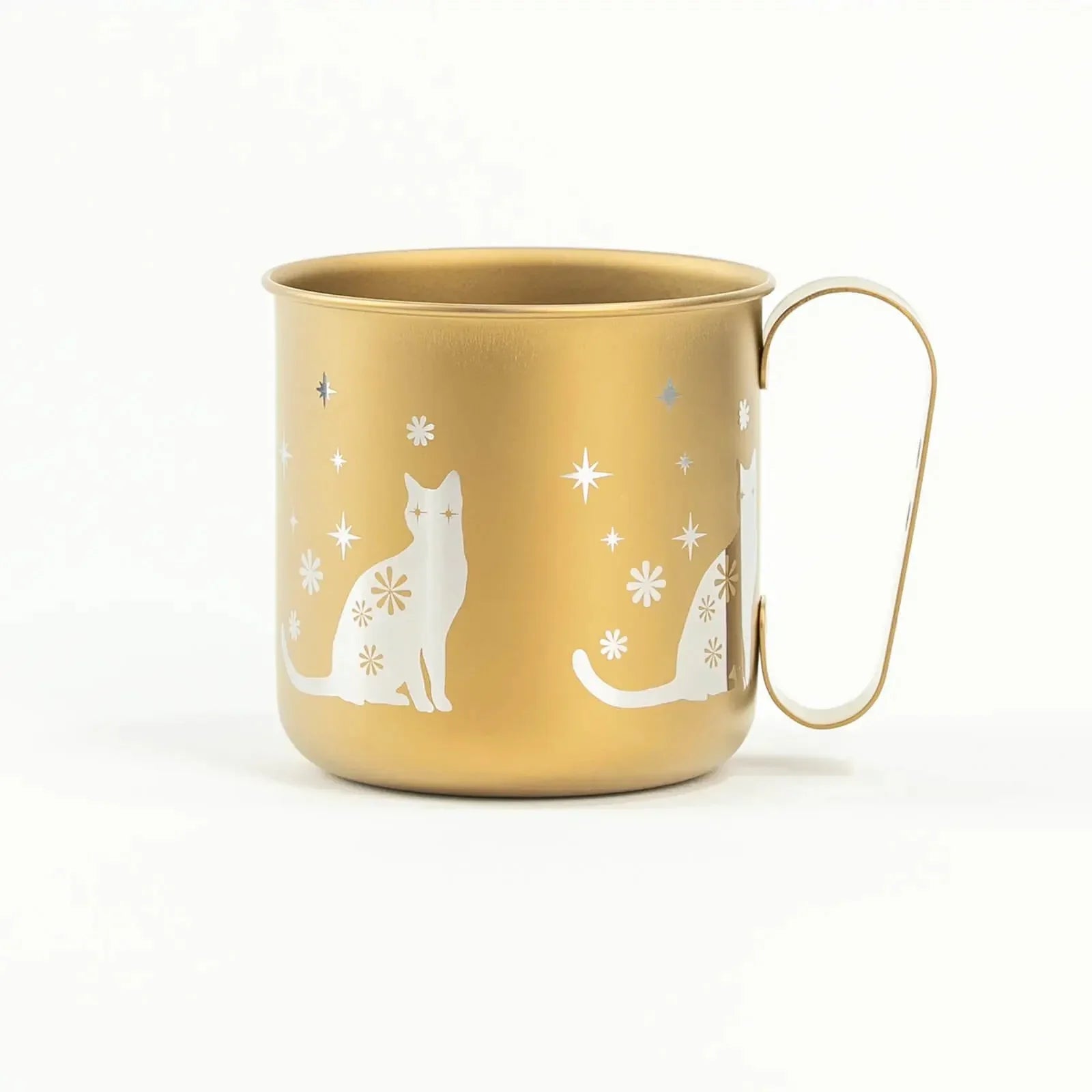 Back of HORIE cat mug with golden finish