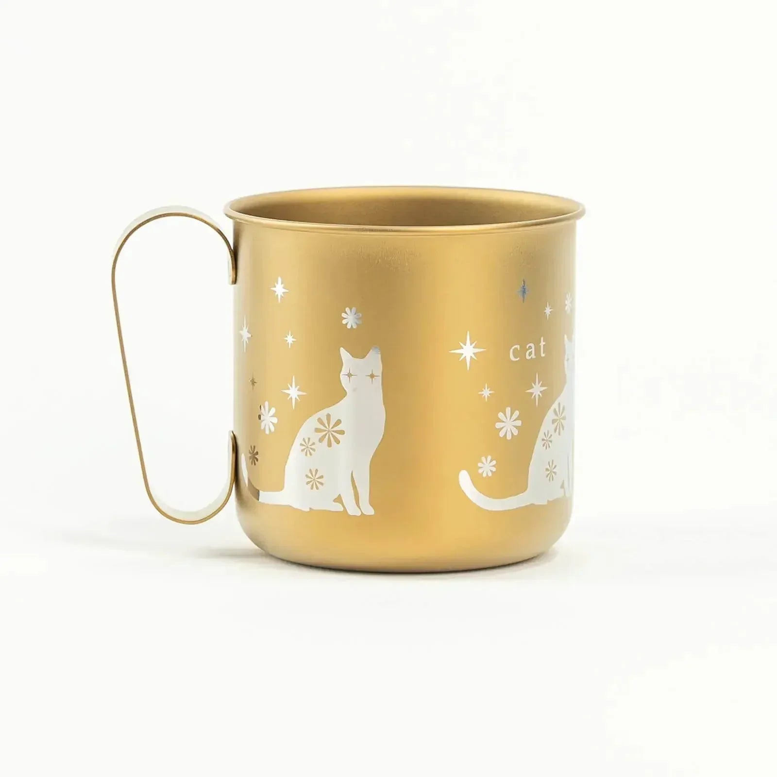 Gold Titanium Cat Mug – Lightweight, Durable & Perfect for Cat Lovers HORIE