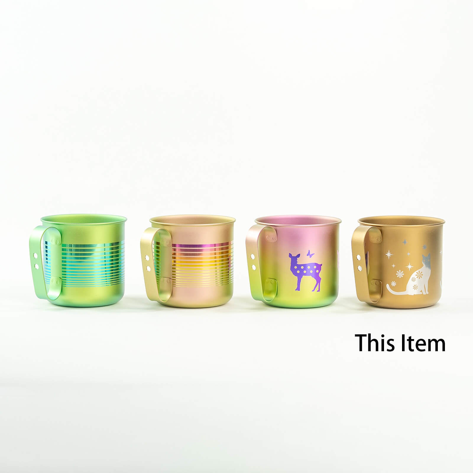 Gold Titanium Cat Mug – Lightweight, Durable & Perfect for Cat Lovers HORIE