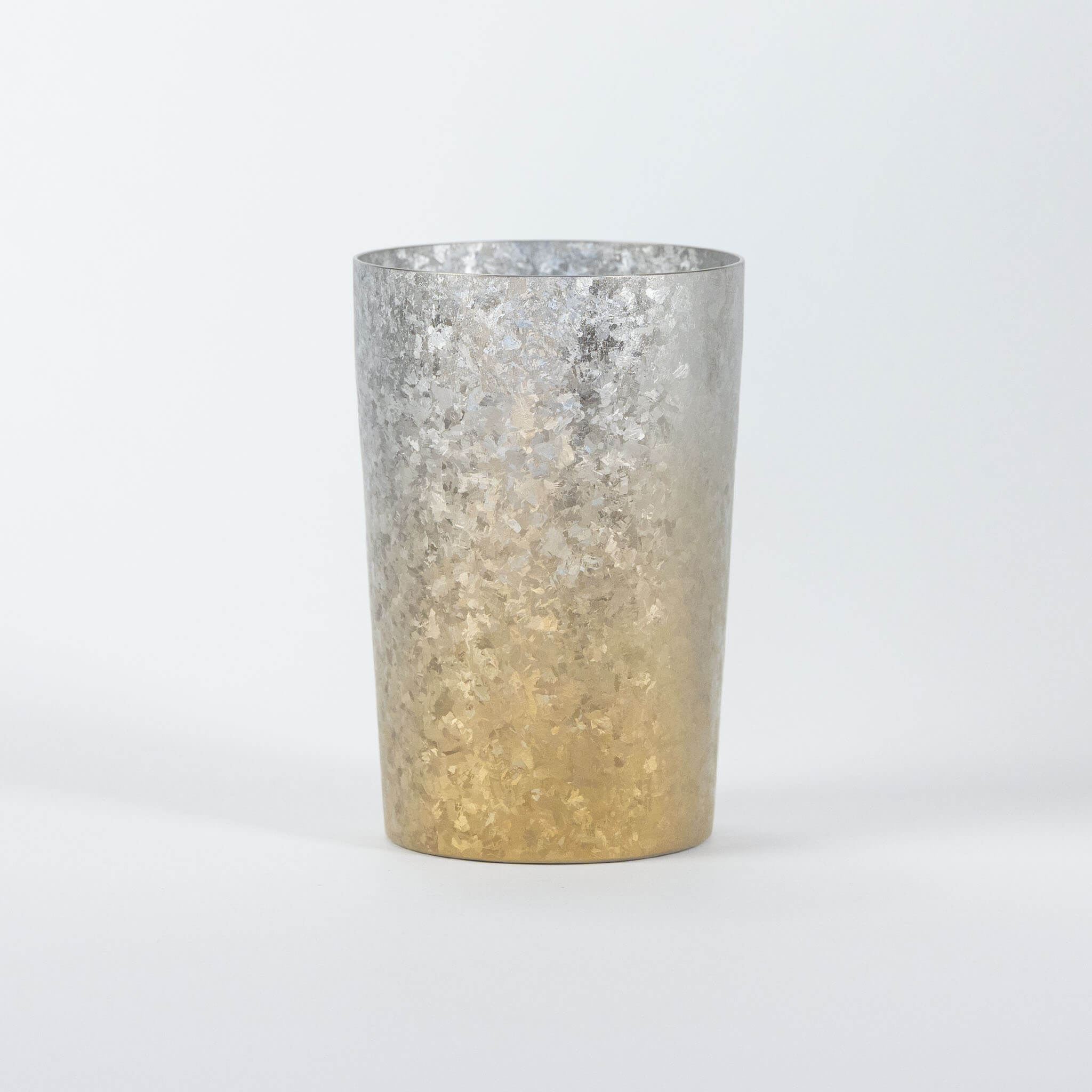 HORIE Titanium Kamazukuri 270ml Gold Silver Tumbler front view, white background