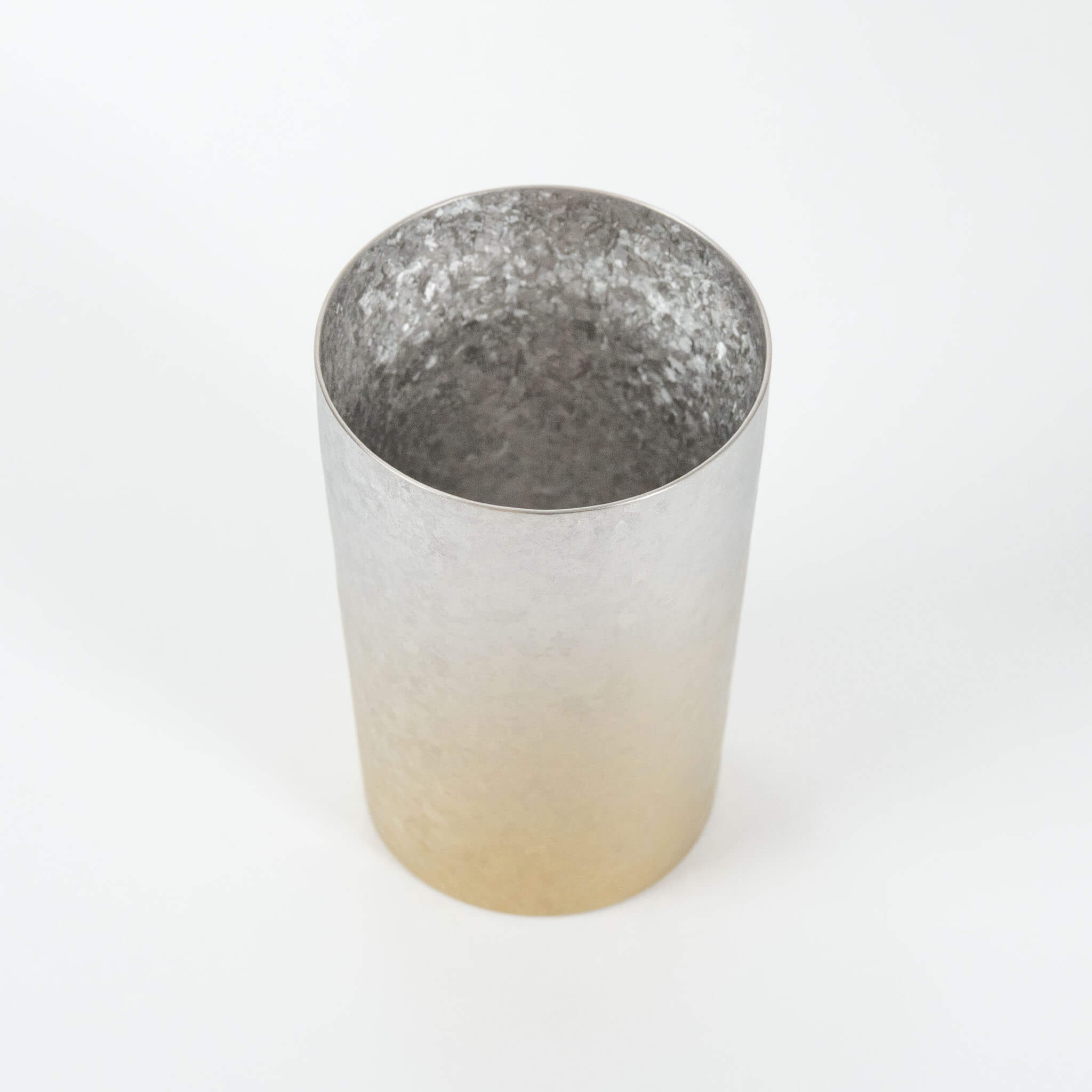 HORIE Titanium Kamazukuri 270ml Gold Silver Tumbler angled top view