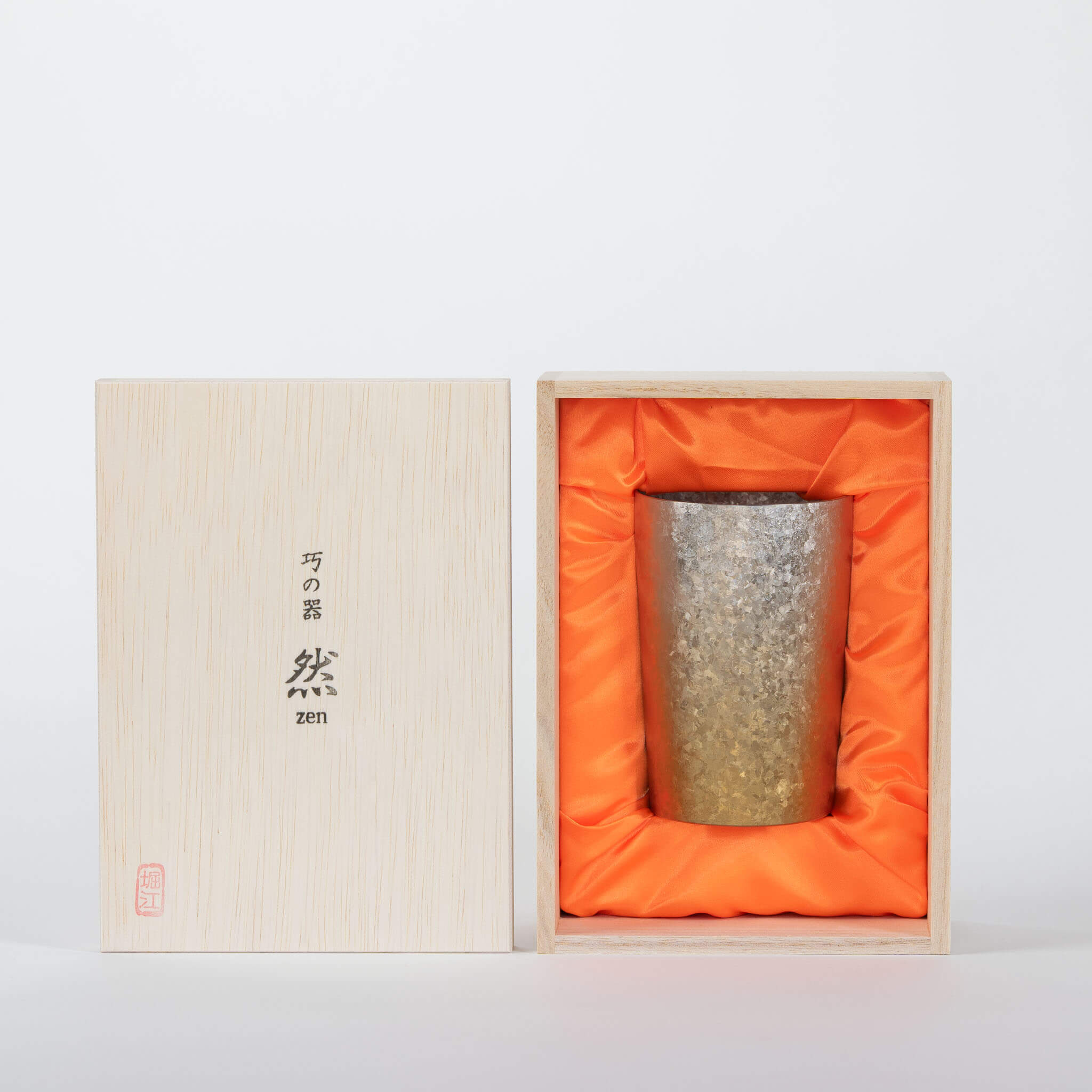 HORIE Titanium Kamazukuri 270ml Gold Silver Tumbler with paulownia wood gift box