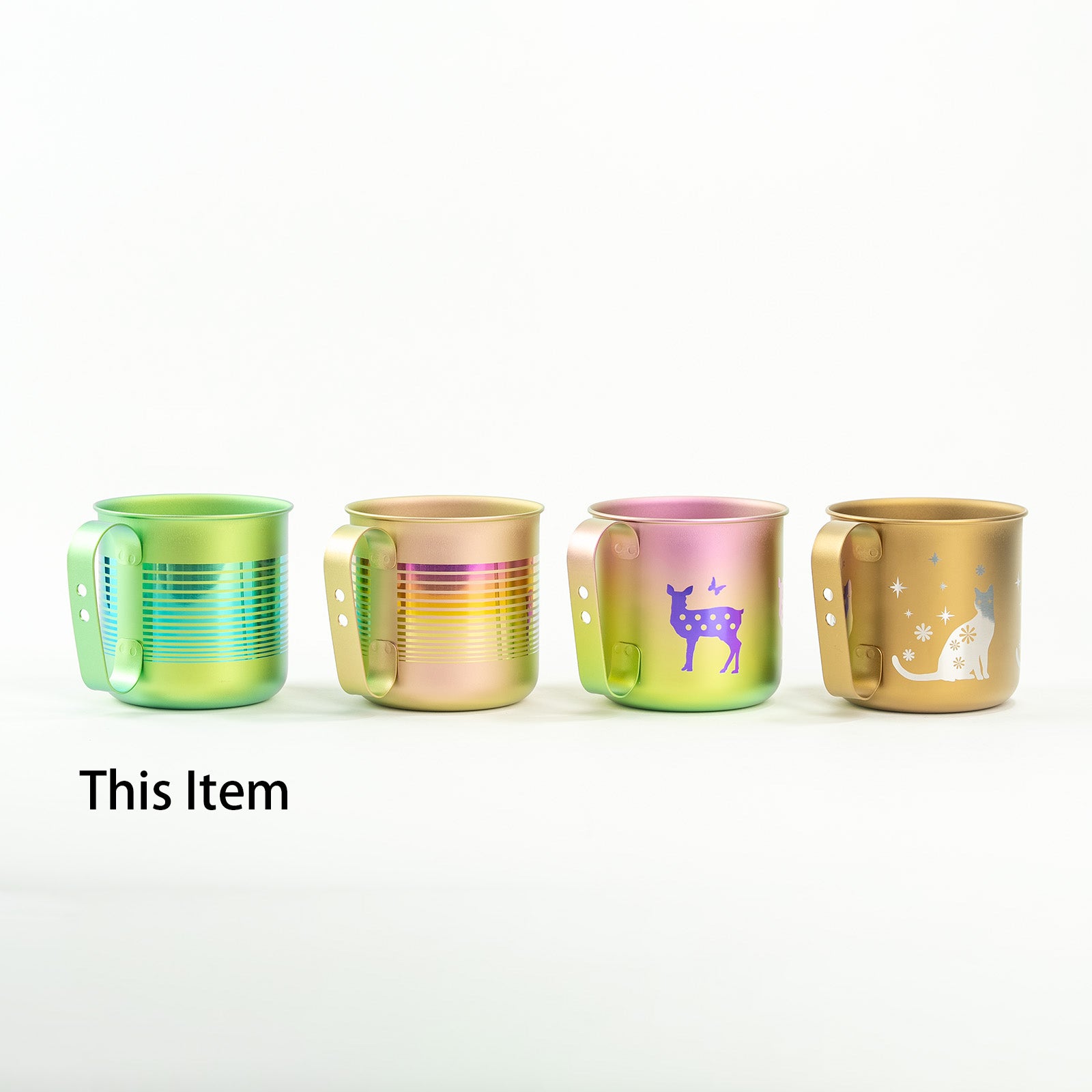HORIE Pure Titanium Mug – 320ml Green Stripe