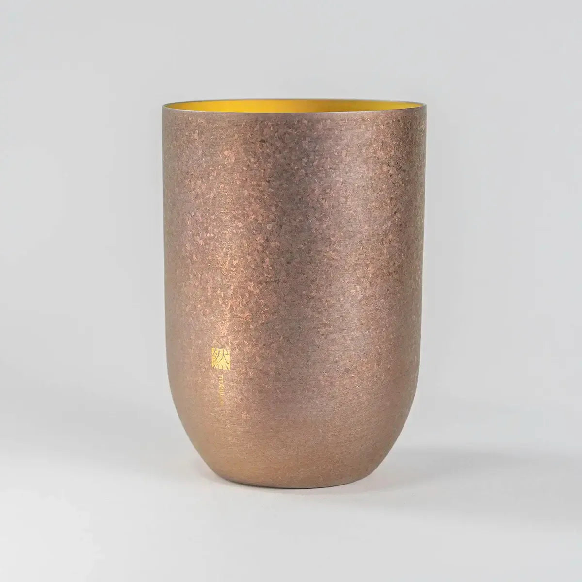 Front view of the HORIE Zen Series 400ml Double-Walled Titanium Tumbler in gold, showcasing its sleek and elegant design.