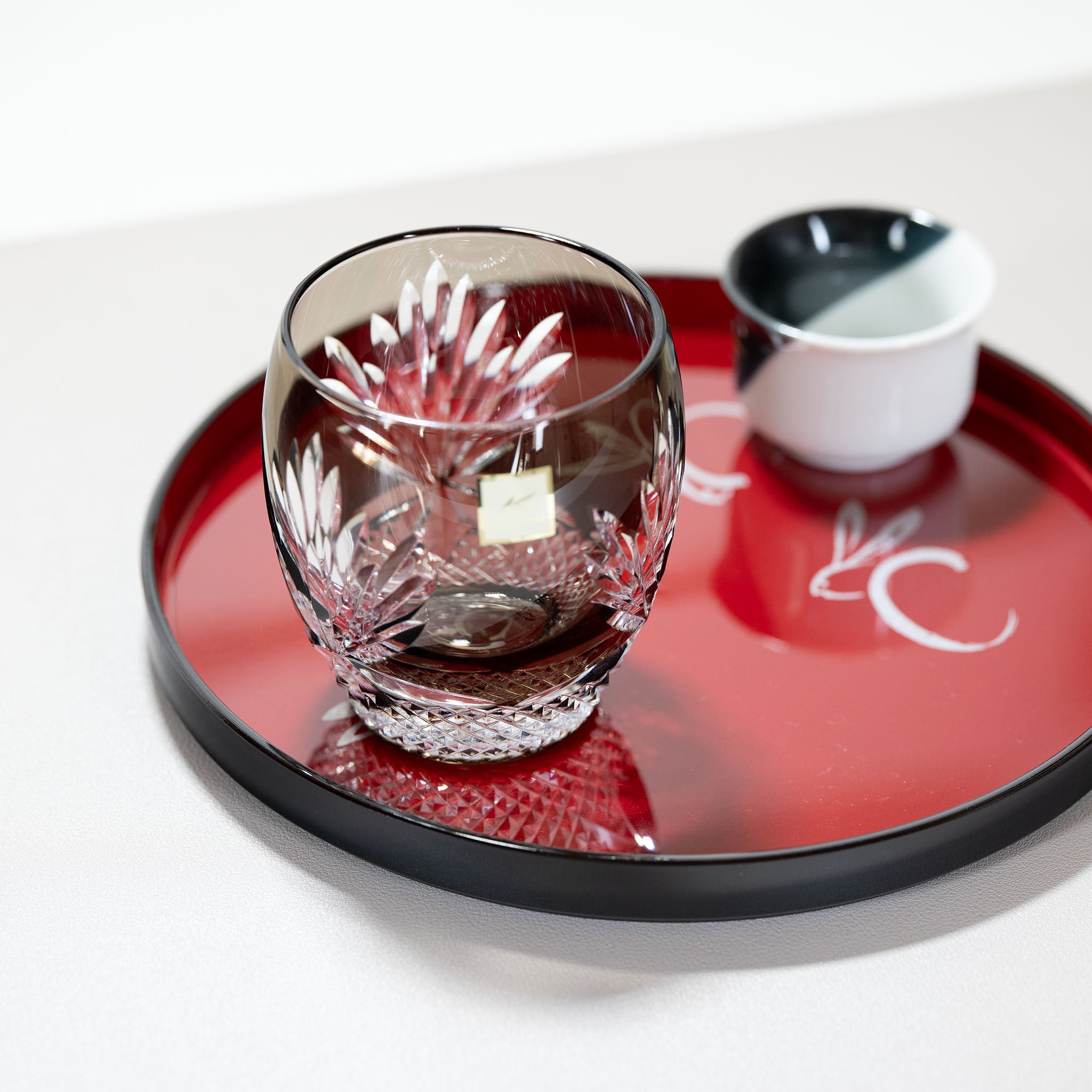 KAGAMI Edo Kiriko Rock Glass | Queen of the Night Charcoal Grey KAGAMI