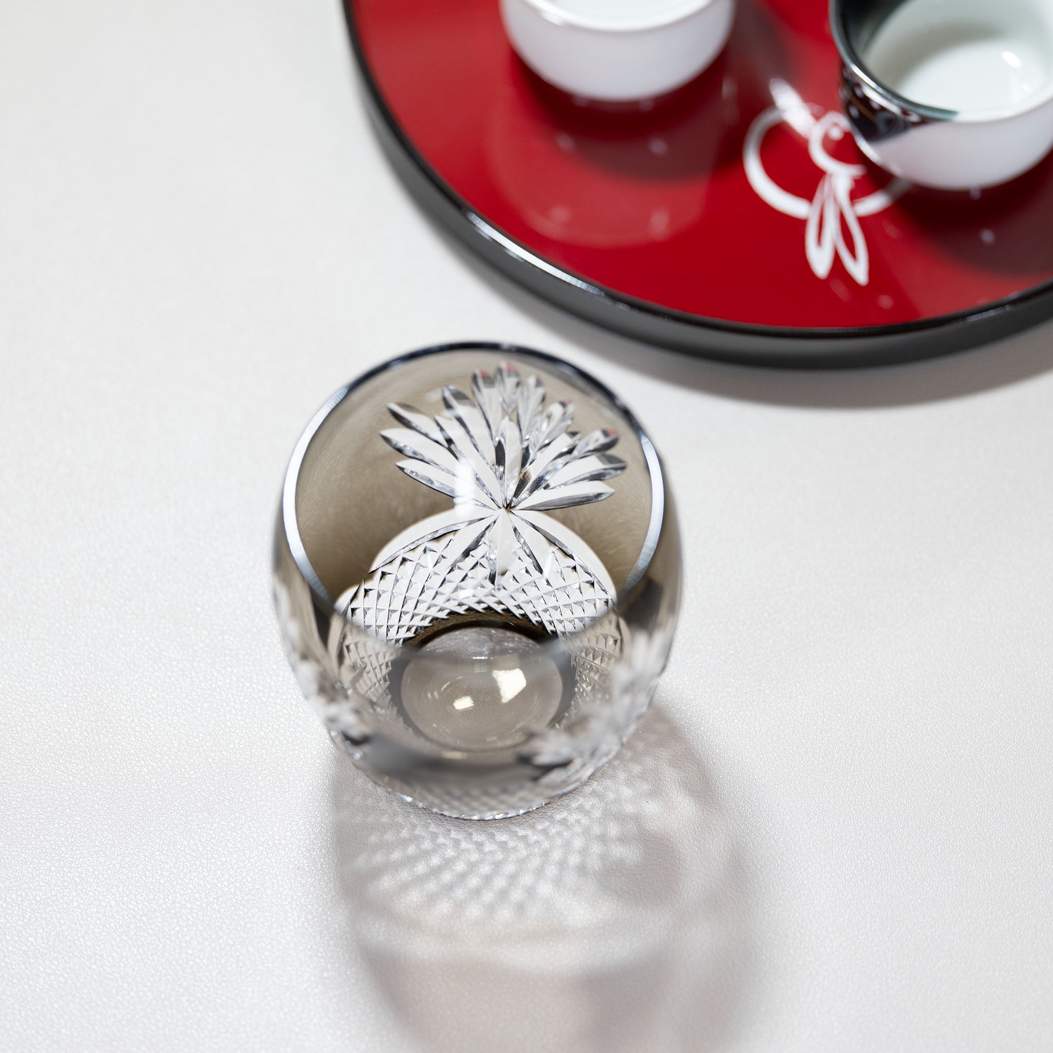 KAGAMI Edo Kiriko Rock Glass | Queen of the Night Charcoal Grey KAGAMI