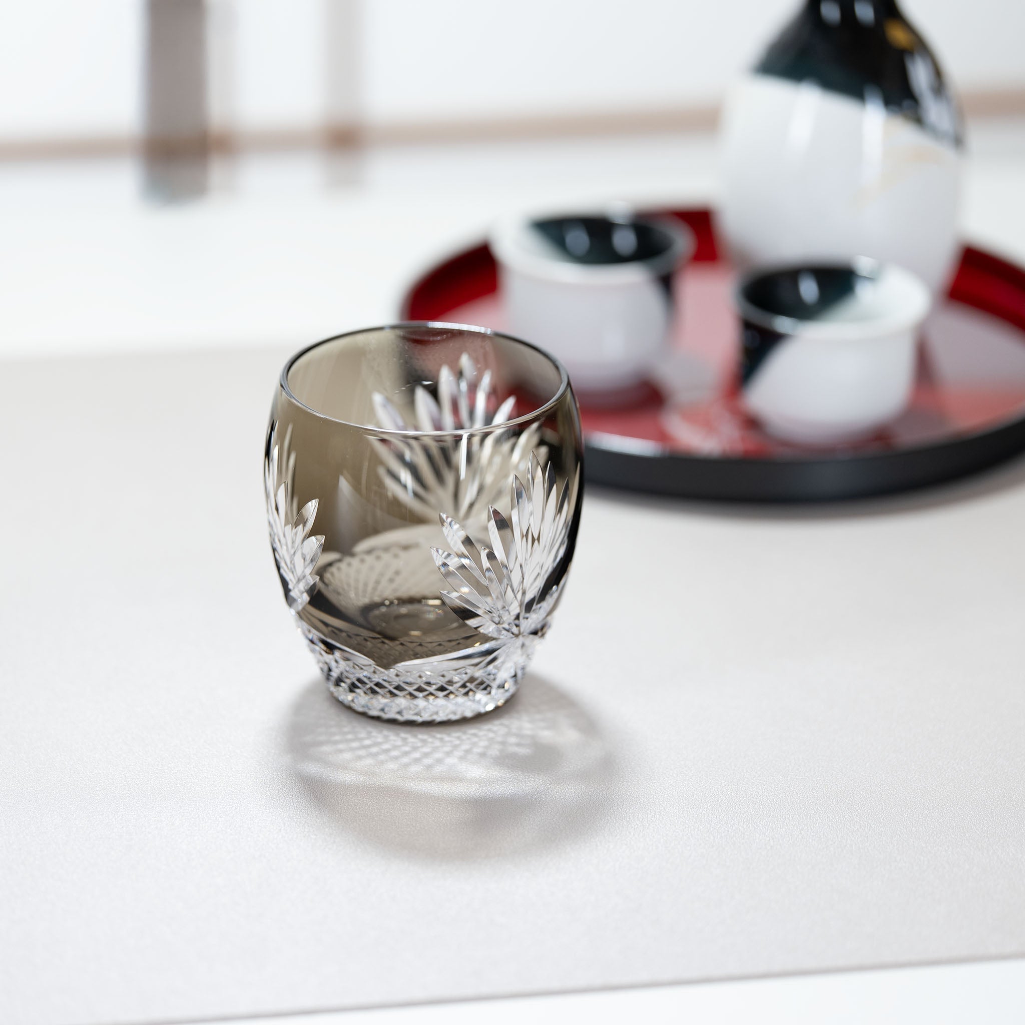 KAGAMI Edo Kiriko Rock Glass | Queen of the Night Charcoal Grey KAGAMI