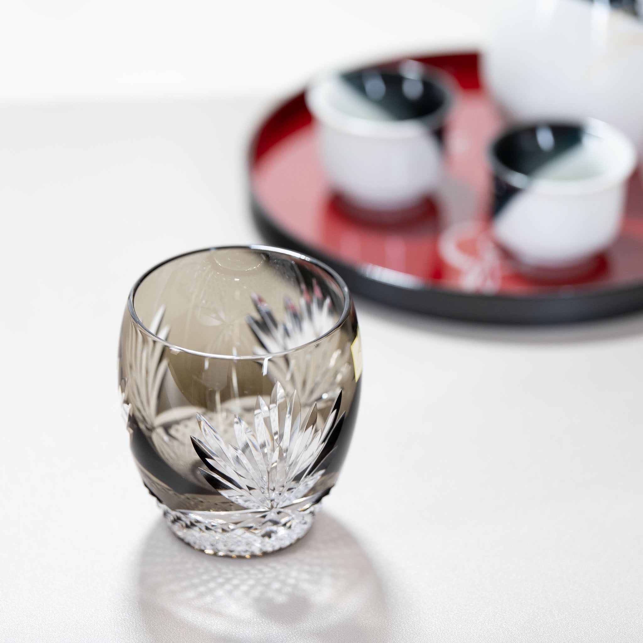 KAGAMI Edo Kiriko Rock Glass | Queen of the Night Charcoal Grey KAGAMI