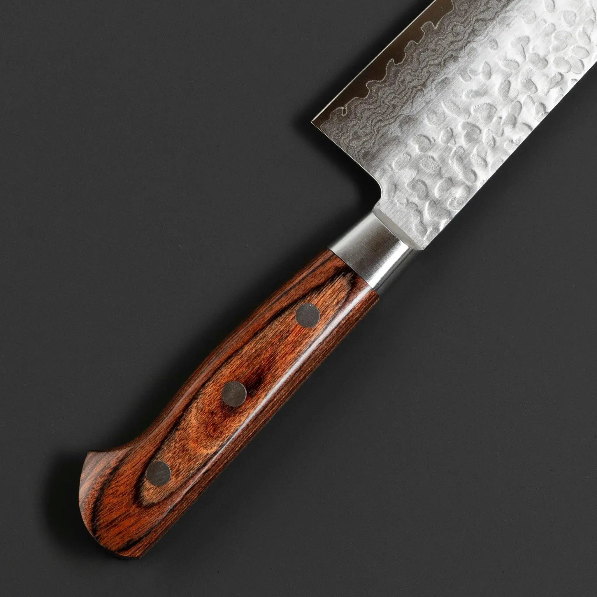 Jikko Damascus VG10 Stain Resistant Steel Gyuto Knife Handle Front View